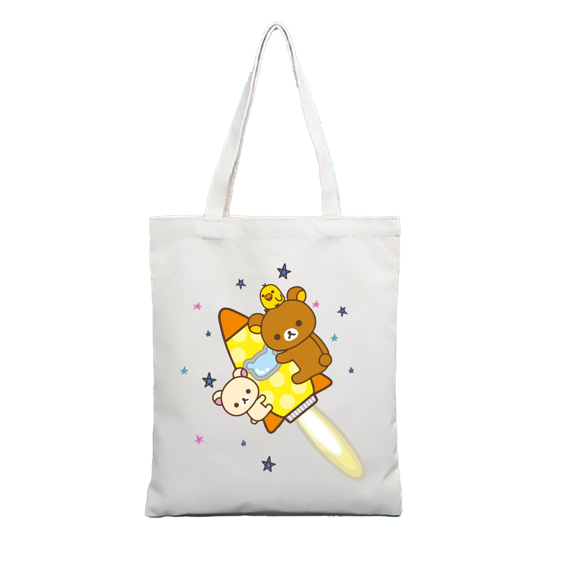 （画像用） リラックマ リラックマ キイロイトリ Rilakkuma Korilakkuma Kiiroitori 縦型キャンバス生地手提げバッグ　トートバッグ