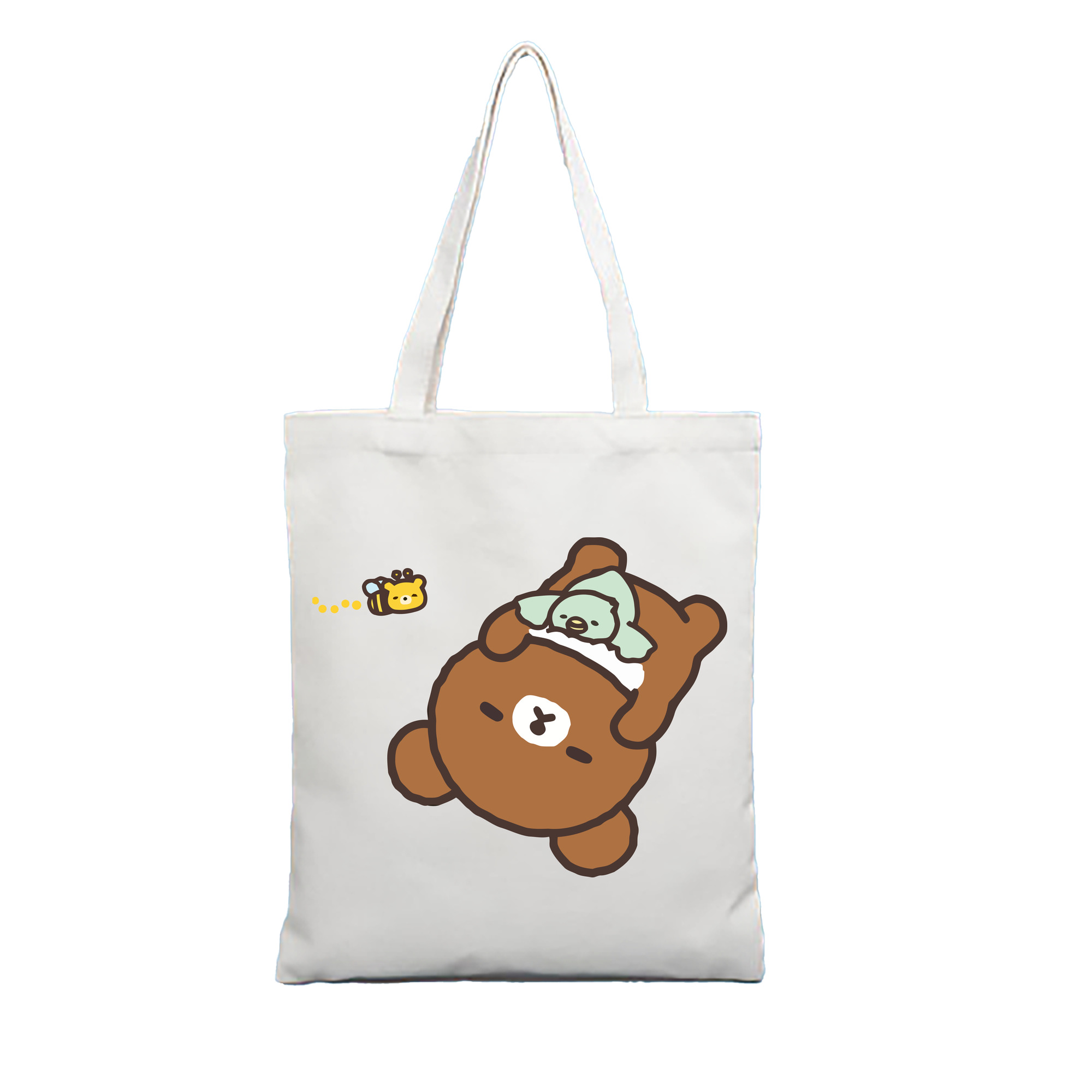 （画像用） リラックマ リラックマ キイロイトリ Rilakkuma Korilakkuma Kiiroitori 縦型キャンバス生地手提げバッグ　トートバッグ