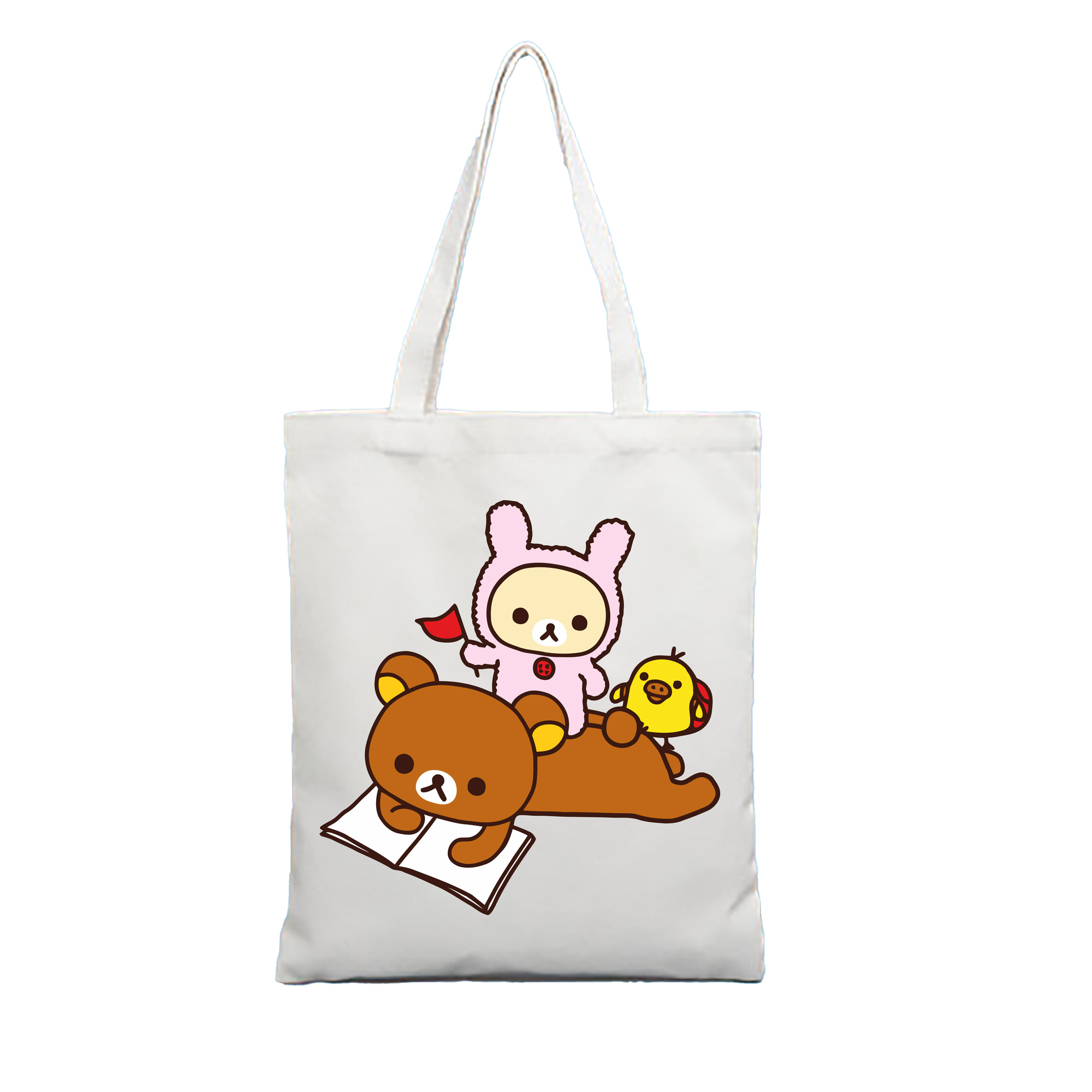 （画像用） リラックマ リラックマ キイロイトリ Rilakkuma Korilakkuma Kiiroitori 縦型キャンバス生地手提げバッグ　トートバッグ