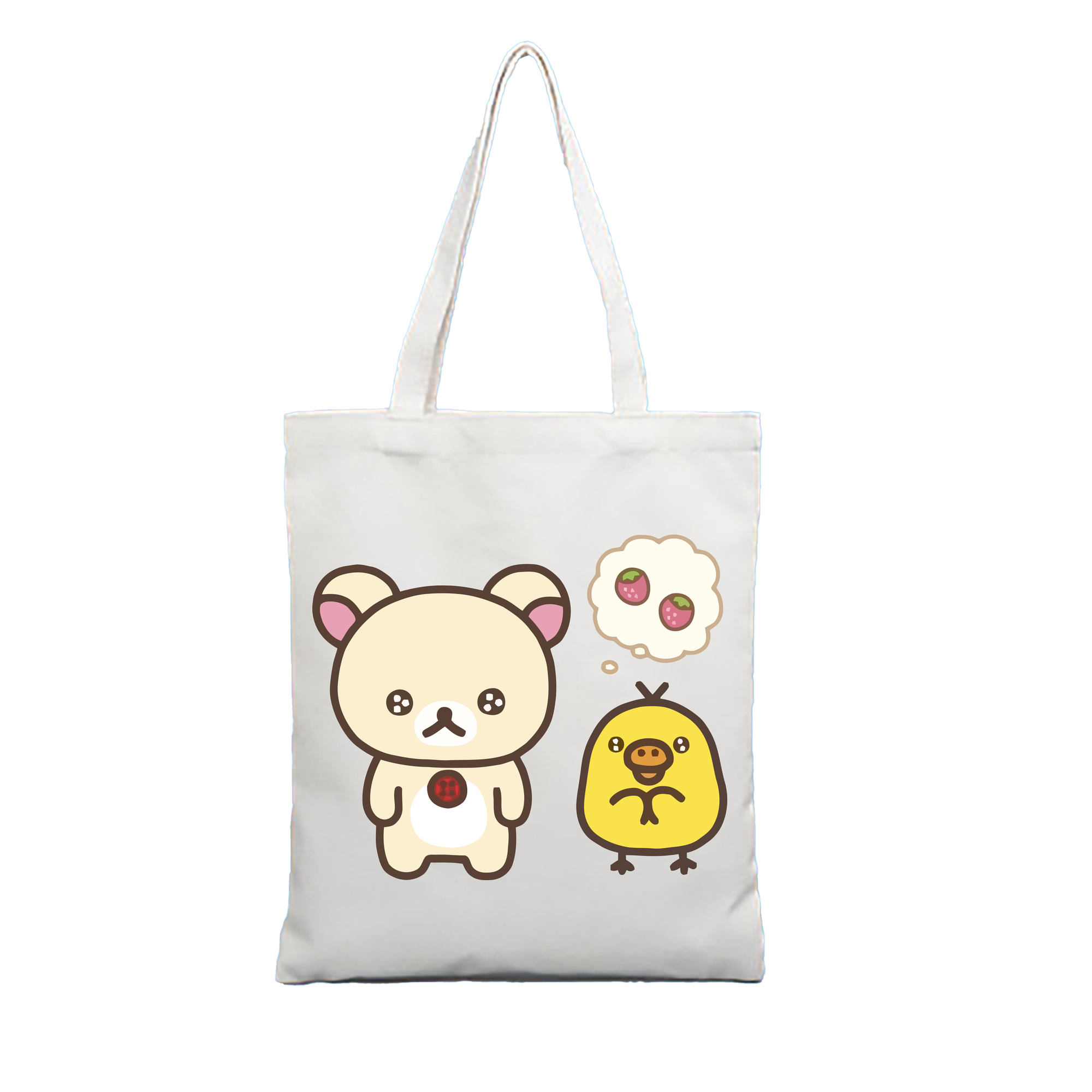 （画像用） リラックマ リラックマ キイロイトリ Rilakkuma Korilakkuma Kiiroitori 縦型キャンバス生地手提げバッグ　トートバッグ