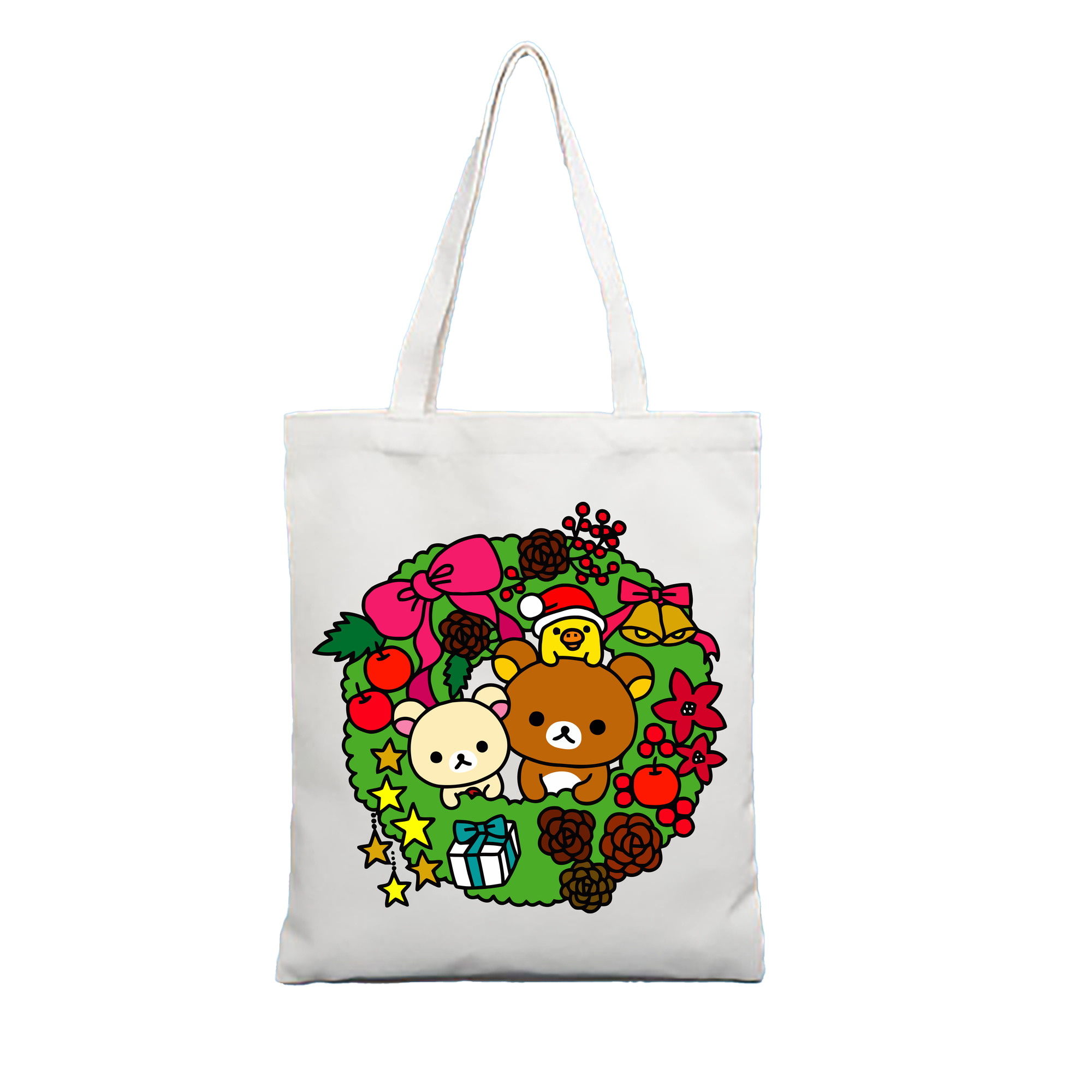 （画像用） リラックマ リラックマ キイロイトリ Rilakkuma Korilakkuma Kiiroitori 縦型キャンバス生地手提げバッグ　トートバッグ