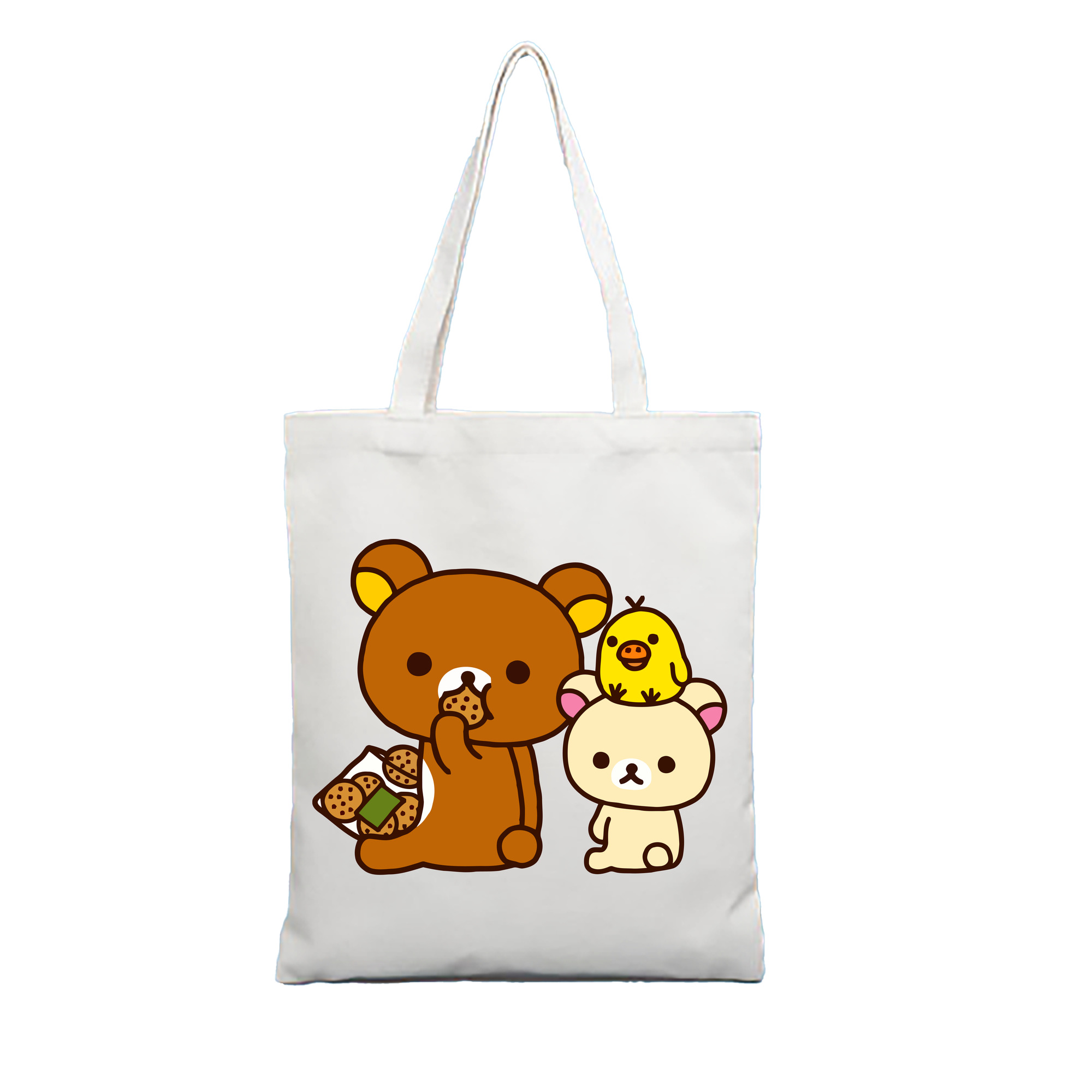 （画像用） リラックマ リラックマ キイロイトリ Rilakkuma Korilakkuma Kiiroitori 縦型キャンバス生地手提げバッグ　トートバッグ