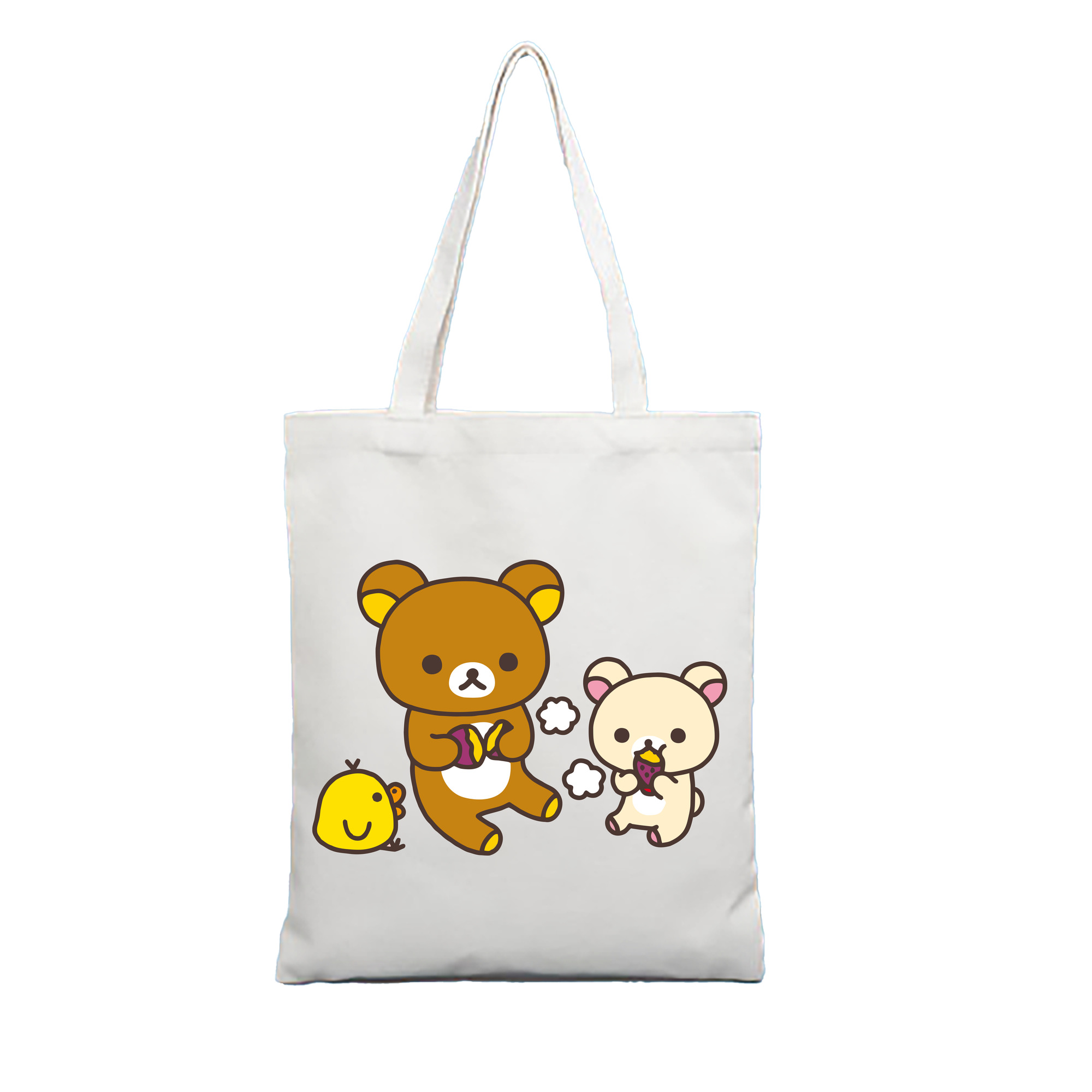 （画像用） リラックマ リラックマ キイロイトリ Rilakkuma Korilakkuma Kiiroitori 縦型キャンバス生地手提げバッグ　トートバッグ