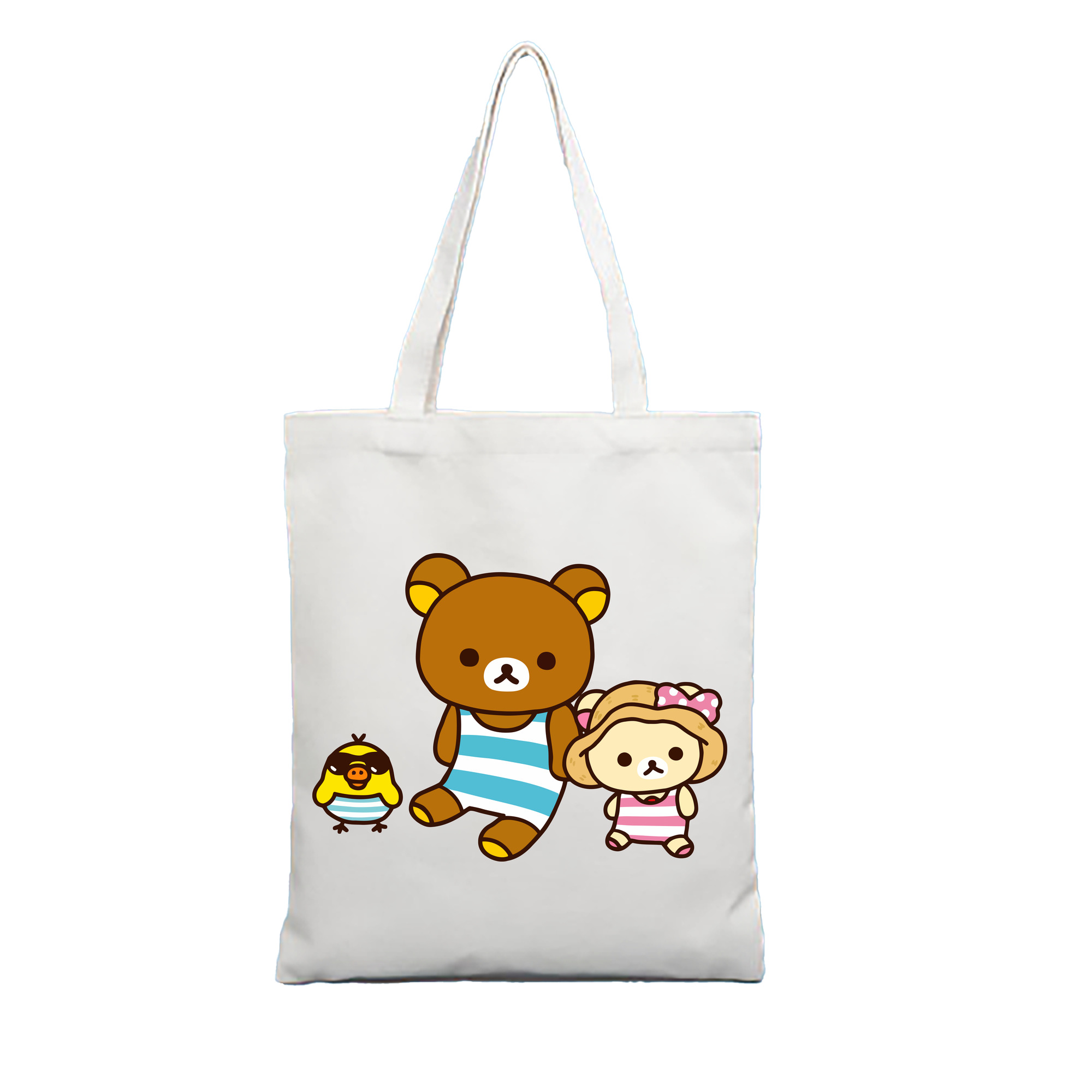 （画像用） リラックマ リラックマ キイロイトリ Rilakkuma Korilakkuma Kiiroitori 縦型キャンバス生地手提げバッグ　トートバッグ