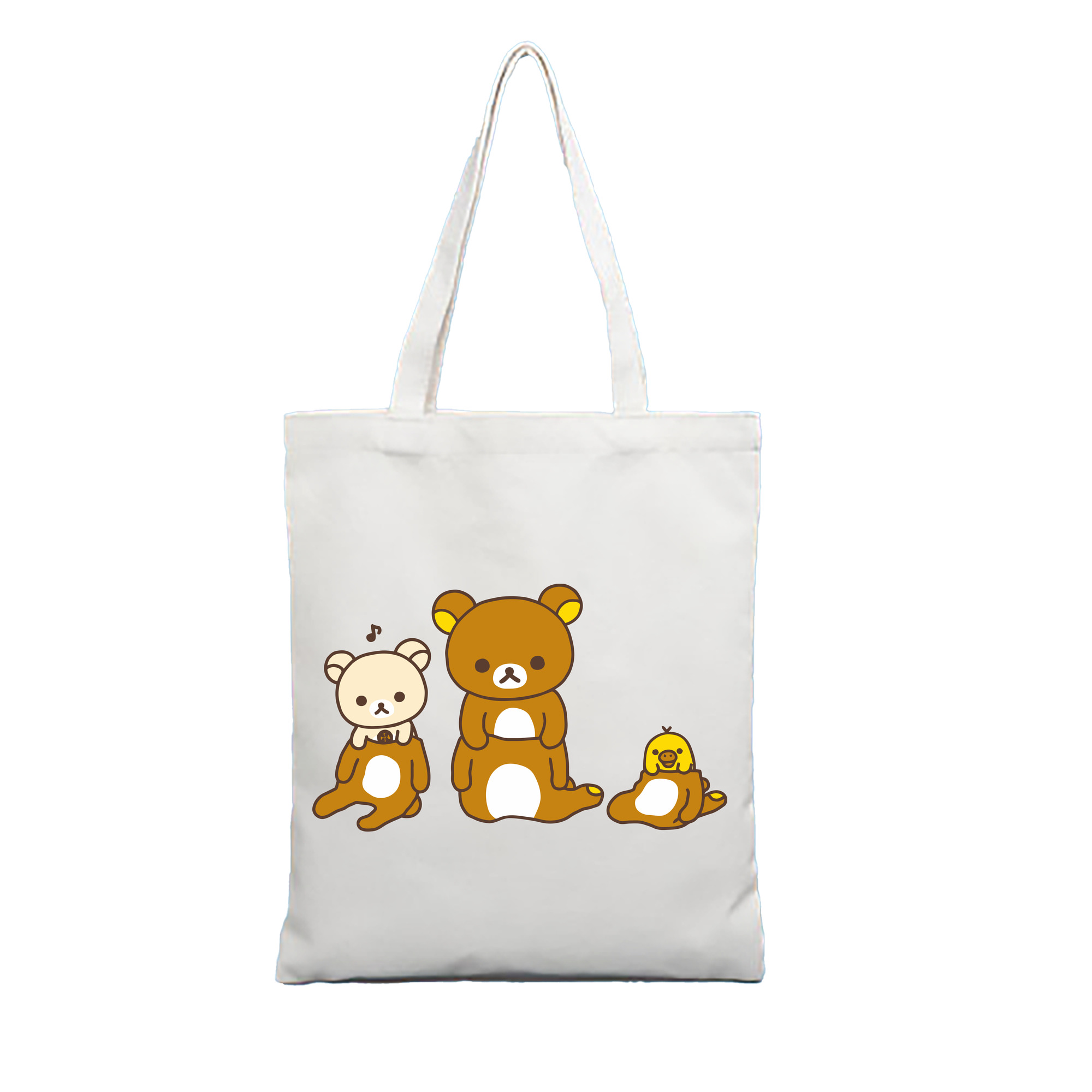 （画像用） リラックマ リラックマ キイロイトリ Rilakkuma Korilakkuma Kiiroitori 縦型キャンバス生地手提げバッグ　トートバッグ
