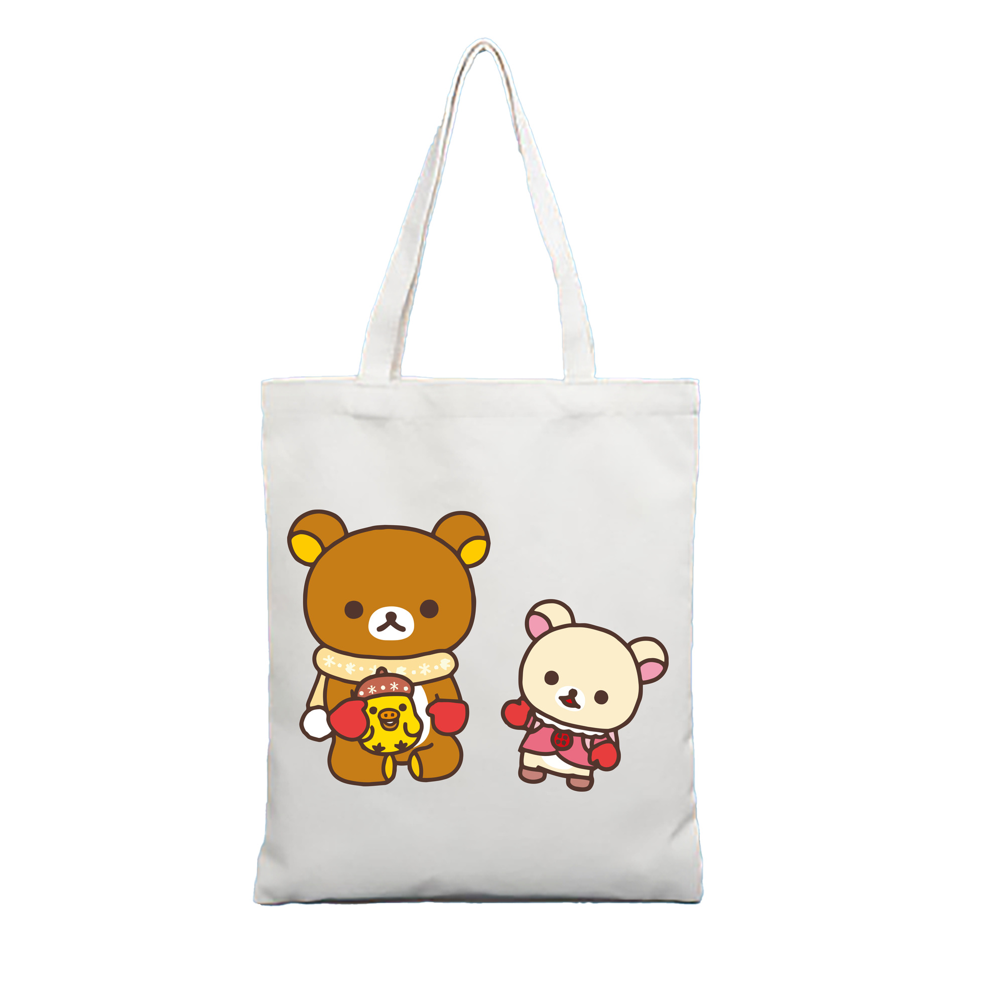（画像用） リラックマ リラックマ キイロイトリ Rilakkuma Korilakkuma Kiiroitori 縦型キャンバス生地手提げバッグ　トートバッグ