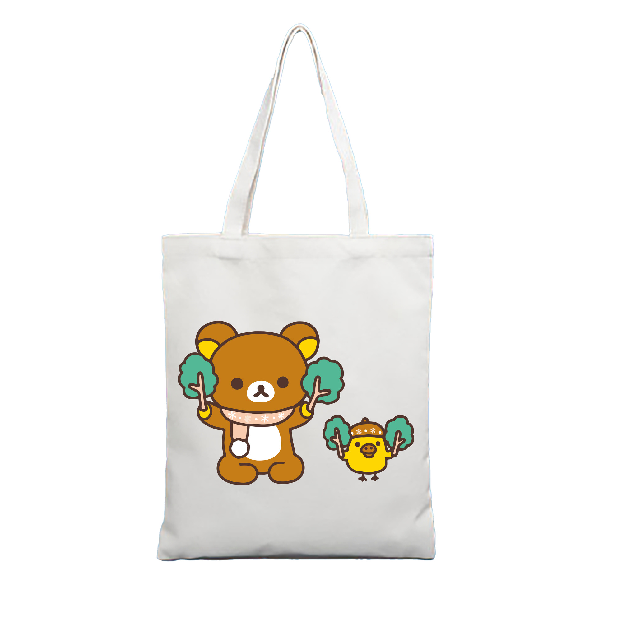 （画像用） リラックマ リラックマ キイロイトリ Rilakkuma Korilakkuma Kiiroitori 縦型キャンバス生地手提げバッグ　トートバッグ