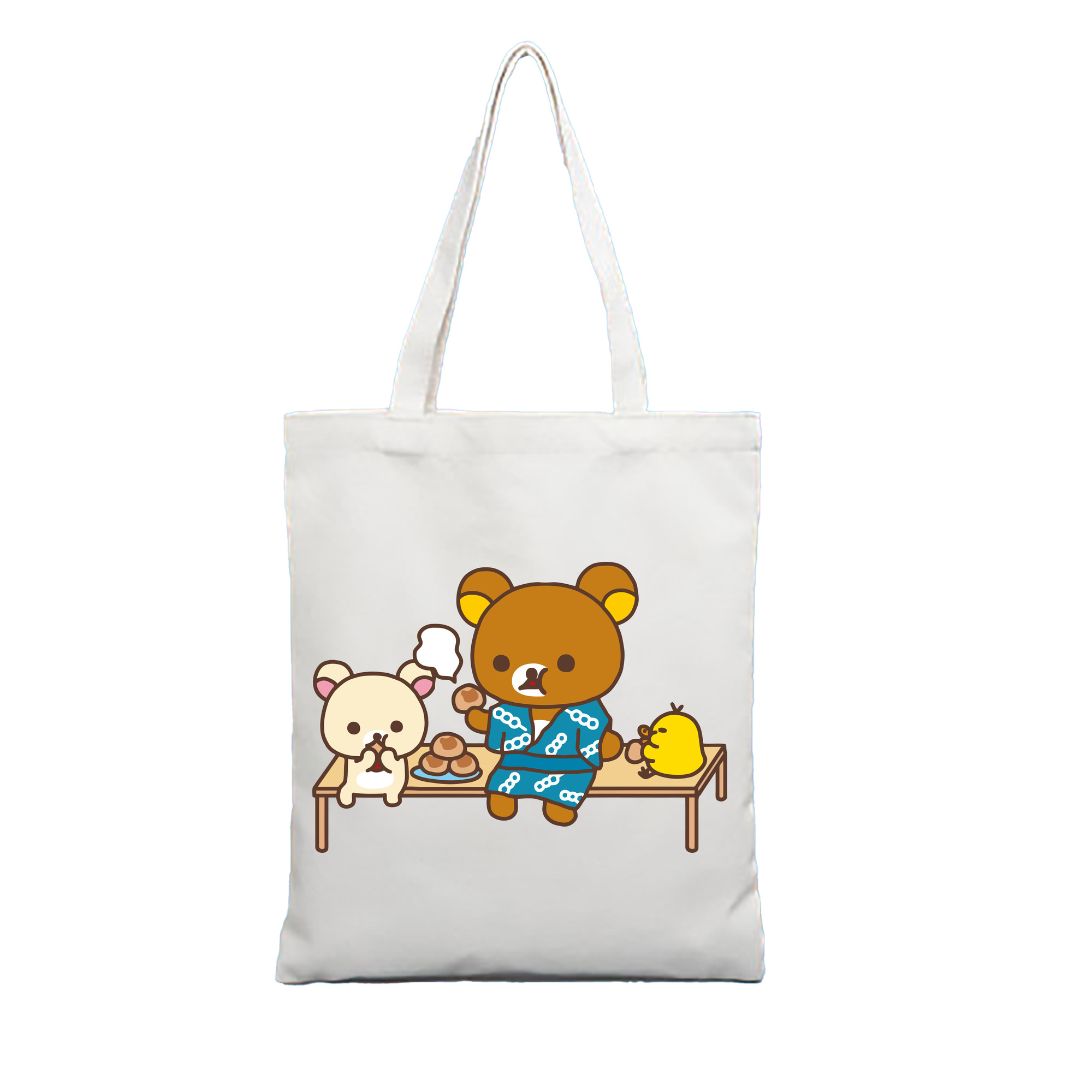 （画像用） リラックマ リラックマ キイロイトリ Rilakkuma Korilakkuma Kiiroitori 縦型キャンバス生地手提げバッグ　トートバッグ