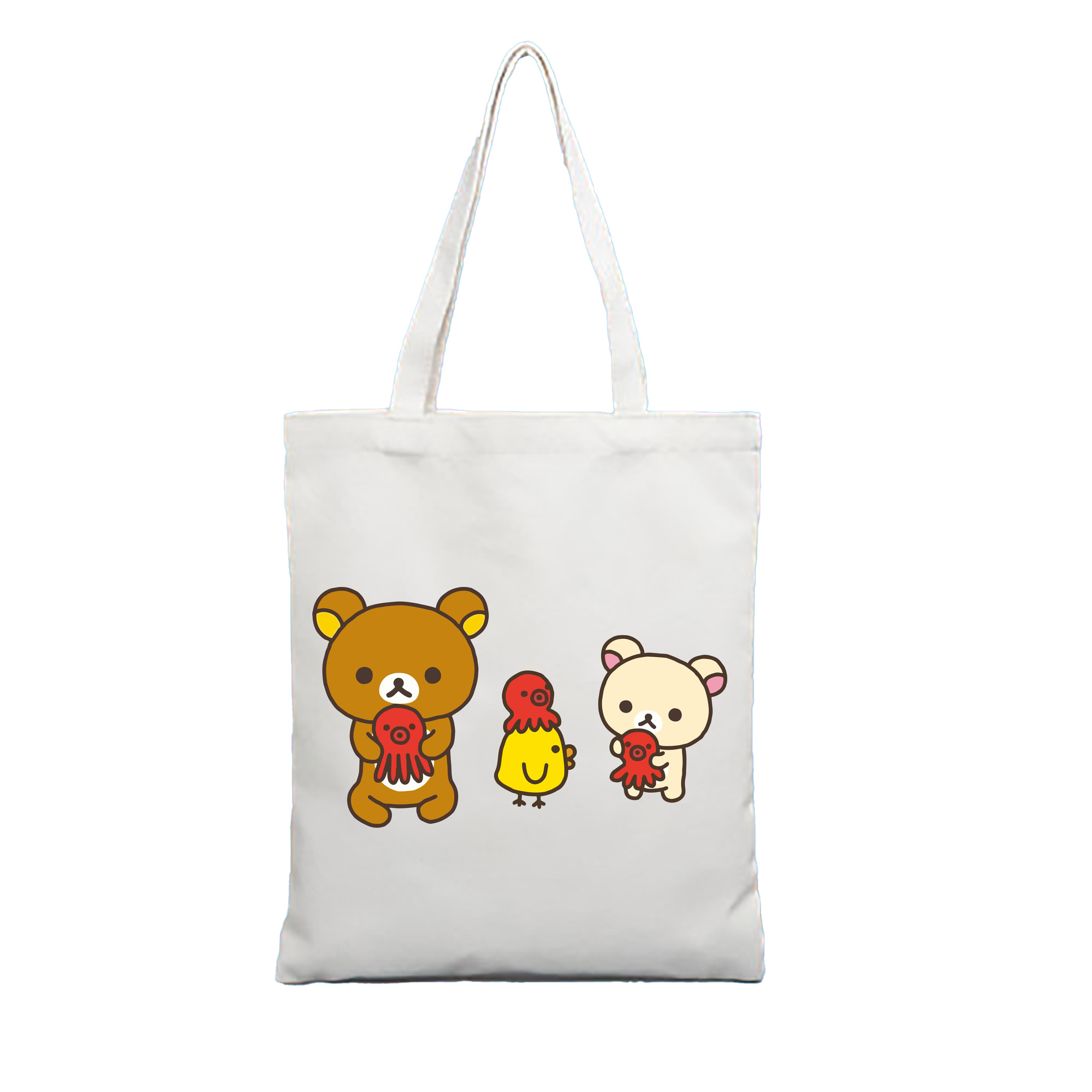 （画像用） リラックマ リラックマ キイロイトリ Rilakkuma Korilakkuma Kiiroitori 縦型キャンバス生地手提げバッグ　トートバッグ