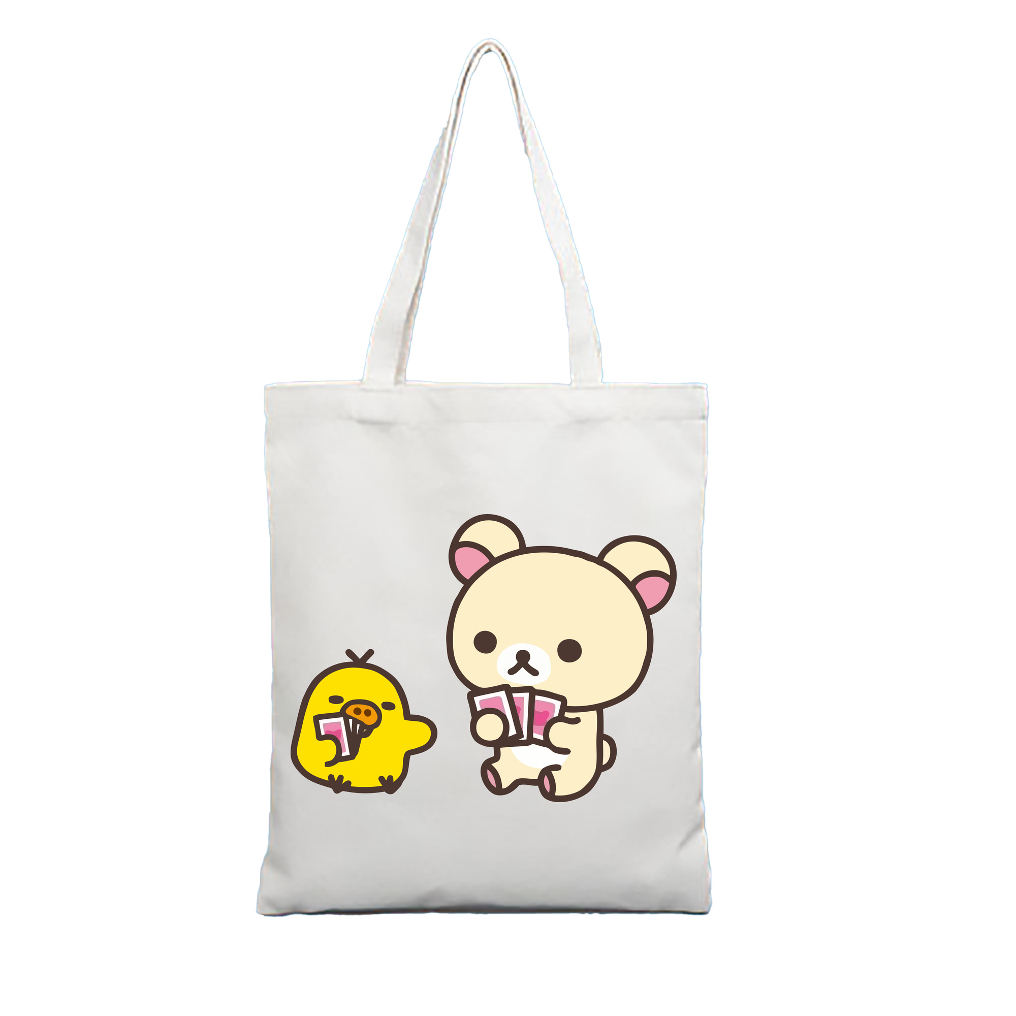 （画像用） リラックマ リラックマ キイロイトリ Rilakkuma Korilakkuma Kiiroitori 縦型キャンバス生地手提げバッグ　トートバッグ