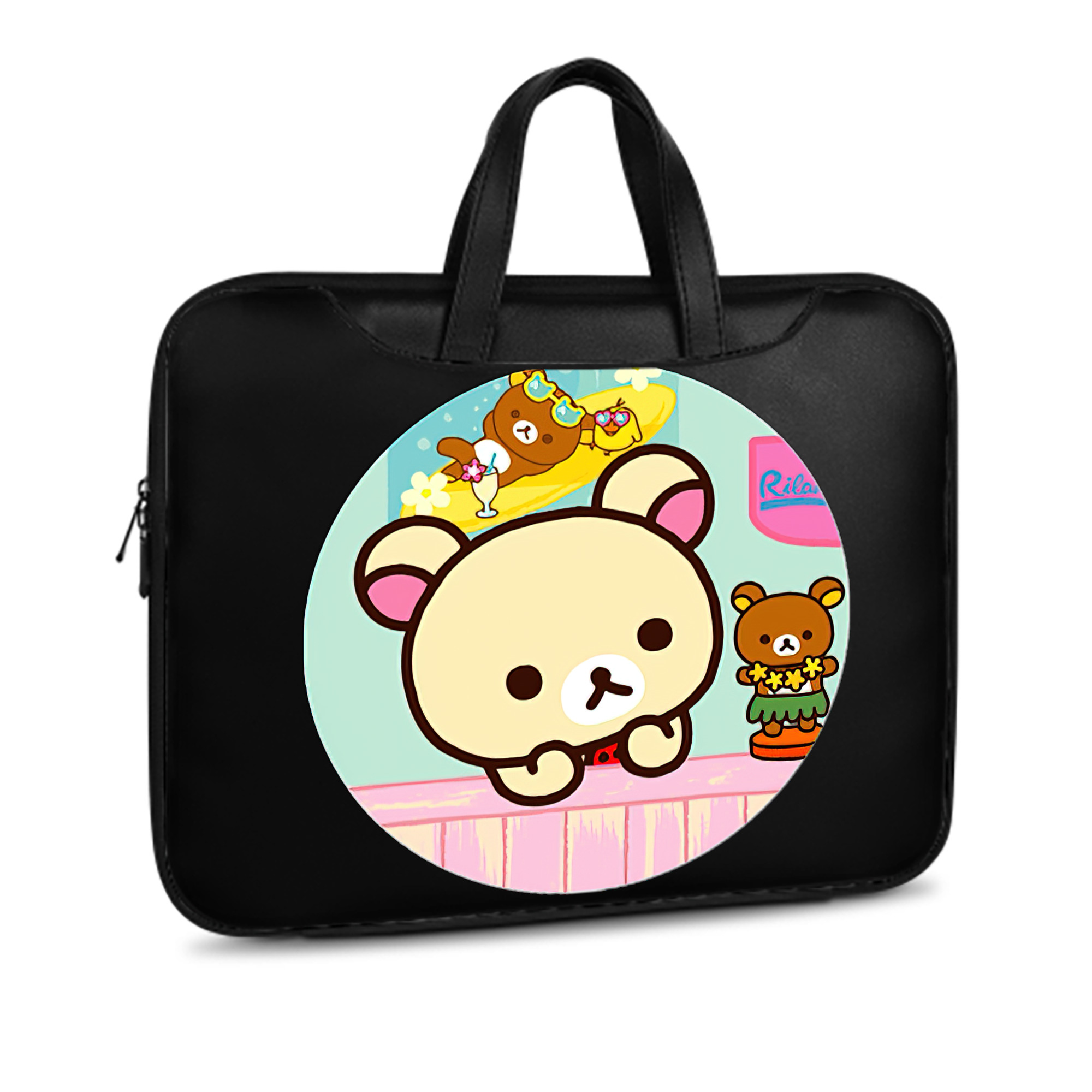 （画像用） リラックマ リラックマ キイロイトリ Rilakkuma Korilakkuma Kiiroitori レザーラップトップバッグ　ノートパソコンケース