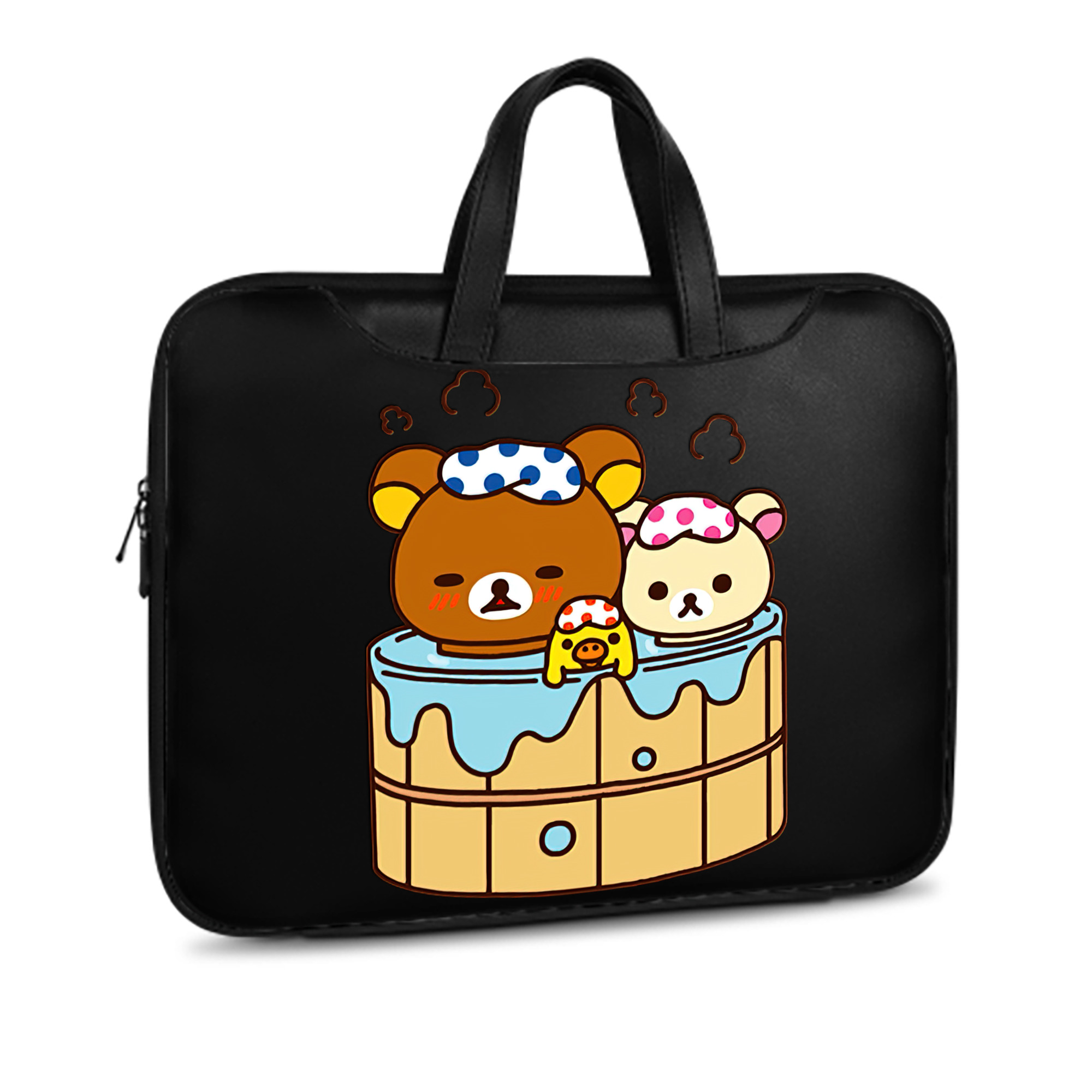 （画像用） リラックマ リラックマ キイロイトリ Rilakkuma Korilakkuma Kiiroitori レザーラップトップバッグ　ノートパソコンケース