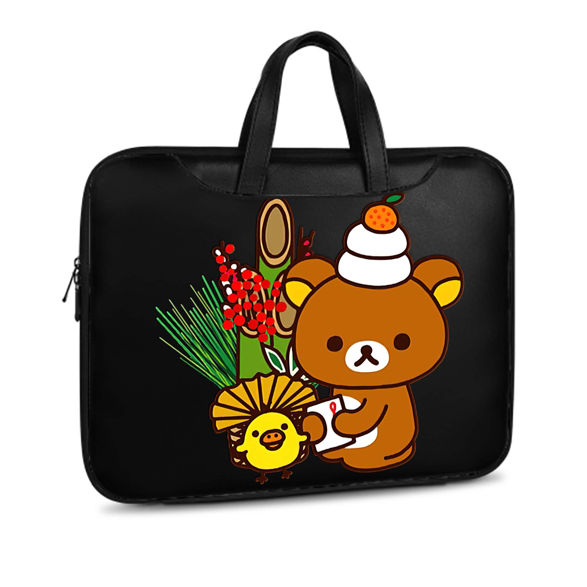 （画像用） リラックマ リラックマ キイロイトリ Rilakkuma Korilakkuma Kiiroitori レザーラップトップバッグ　ノートパソコンケース