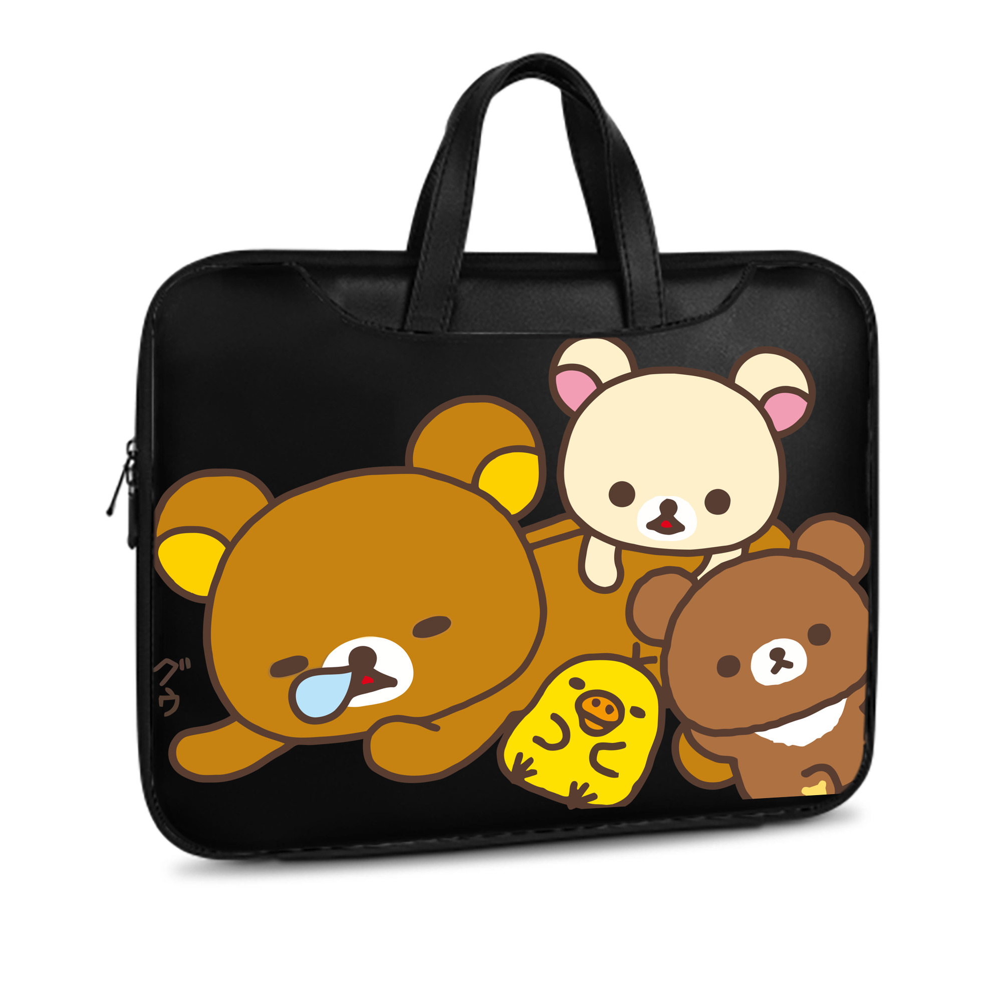 （画像用） リラックマ リラックマ キイロイトリ Rilakkuma Korilakkuma Kiiroitori レザーラップトップバッグ　ノートパソコンケース