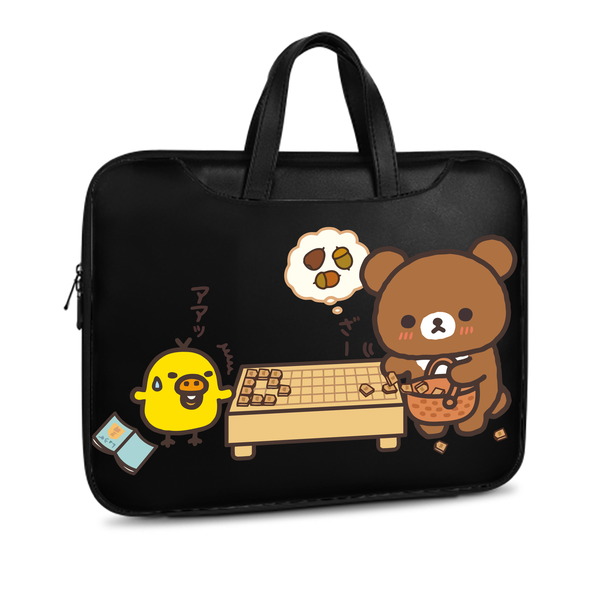 （画像用） リラックマ リラックマ キイロイトリ Rilakkuma Korilakkuma Kiiroitori レザーラップトップバッグ　ノートパソコンケース