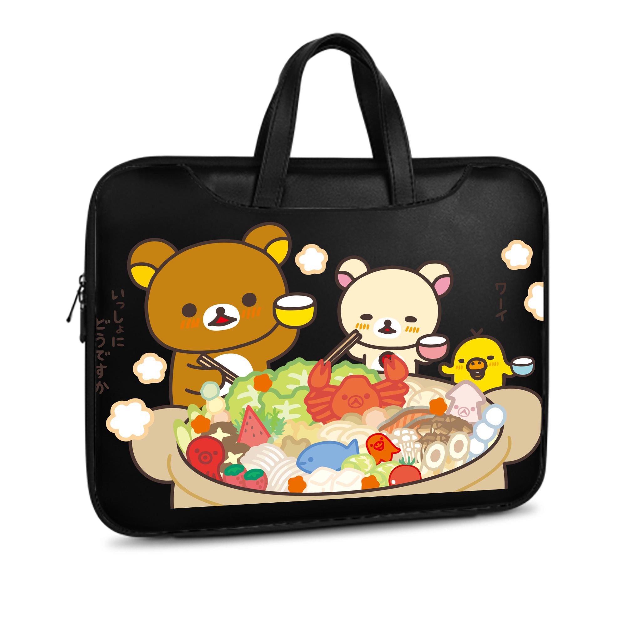 （画像用） リラックマ リラックマ キイロイトリ Rilakkuma Korilakkuma Kiiroitori レザーラップトップバッグ　ノートパソコンケース