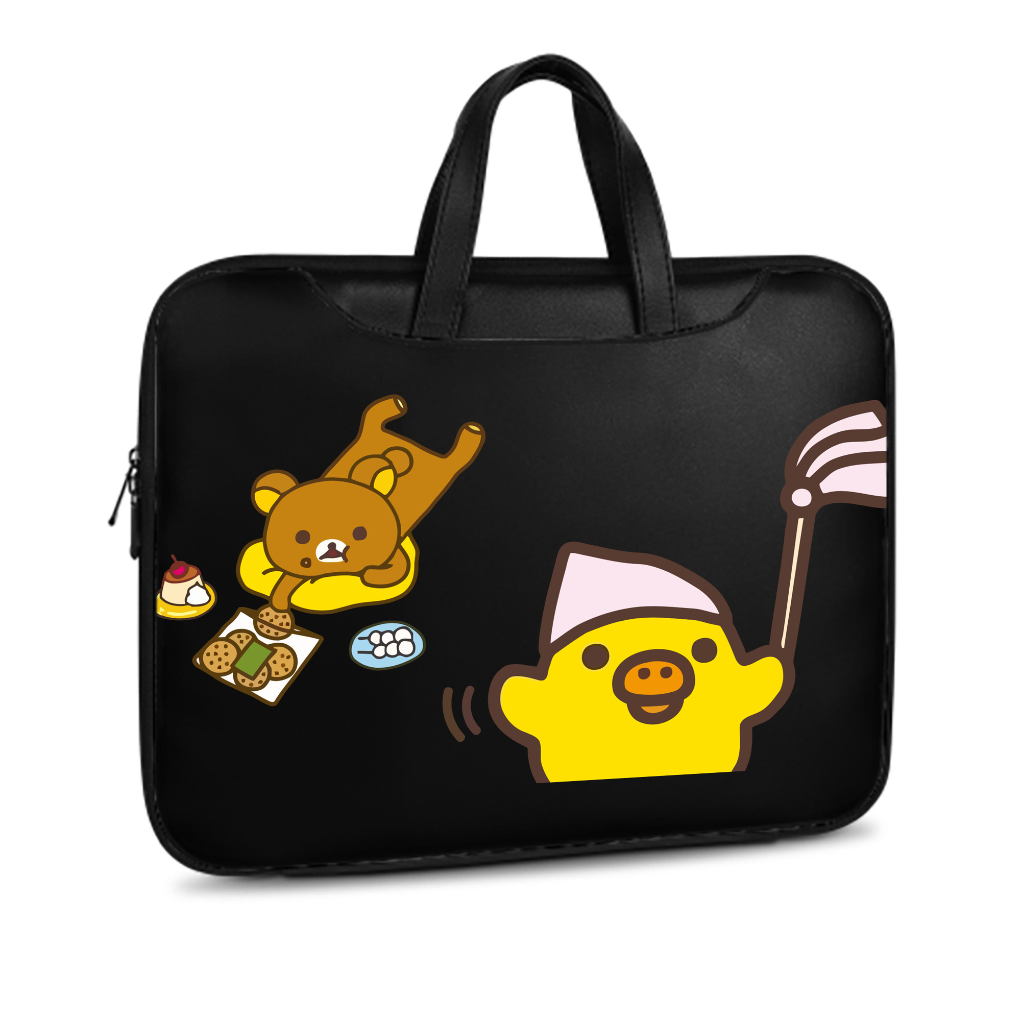 （画像用） リラックマ リラックマ キイロイトリ Rilakkuma Korilakkuma Kiiroitori レザーラップトップバッグ　ノートパソコンケース