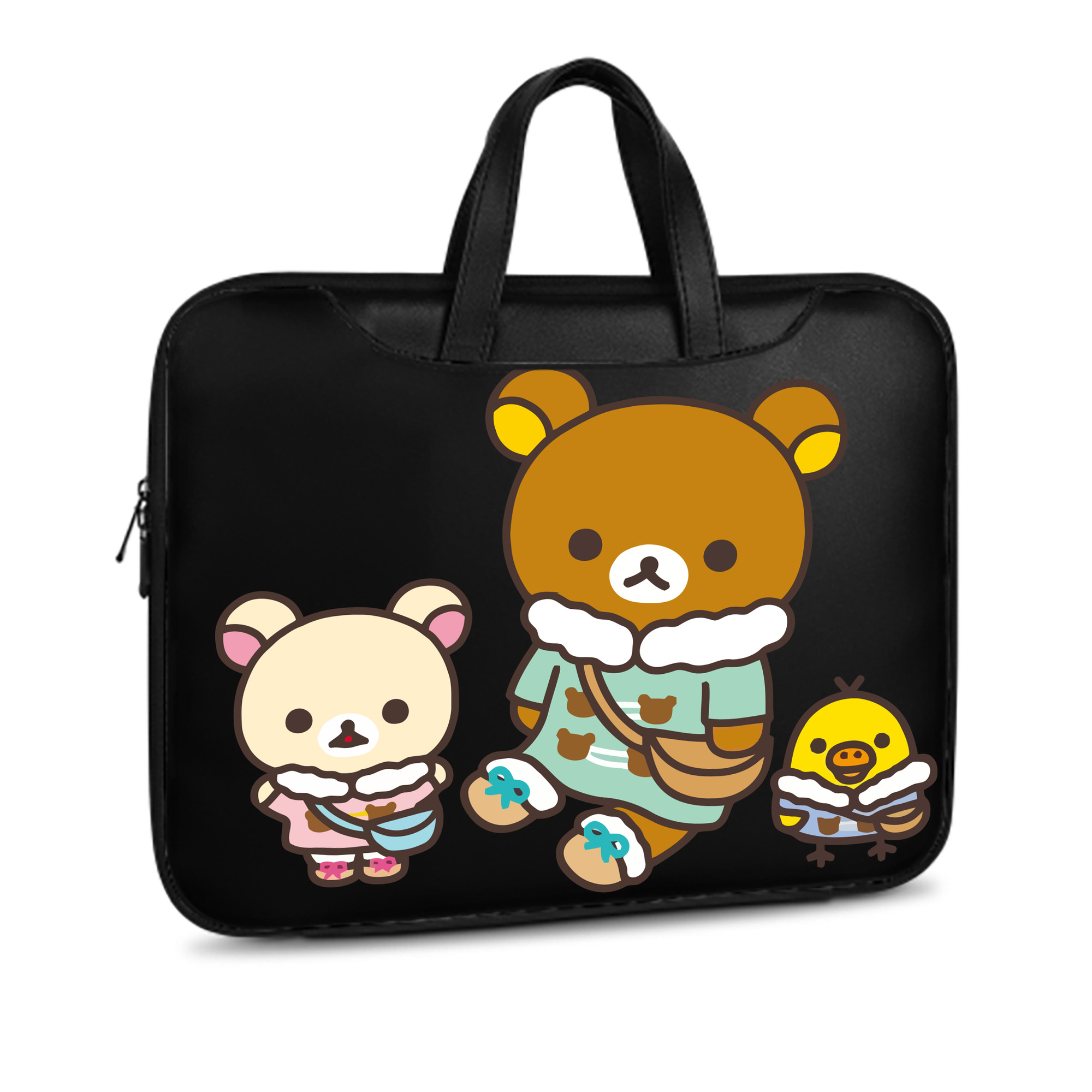 （画像用） リラックマ リラックマ キイロイトリ Rilakkuma Korilakkuma Kiiroitori レザーラップトップバッグ　ノートパソコンケース