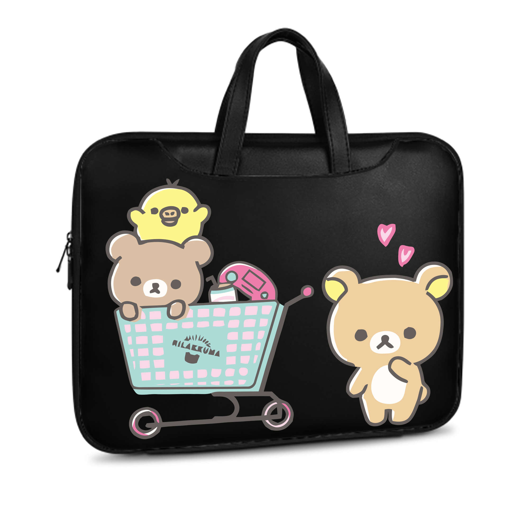 （画像用） リラックマ リラックマ キイロイトリ Rilakkuma Korilakkuma Kiiroitori レザーラップトップバッグ　ノートパソコンケース