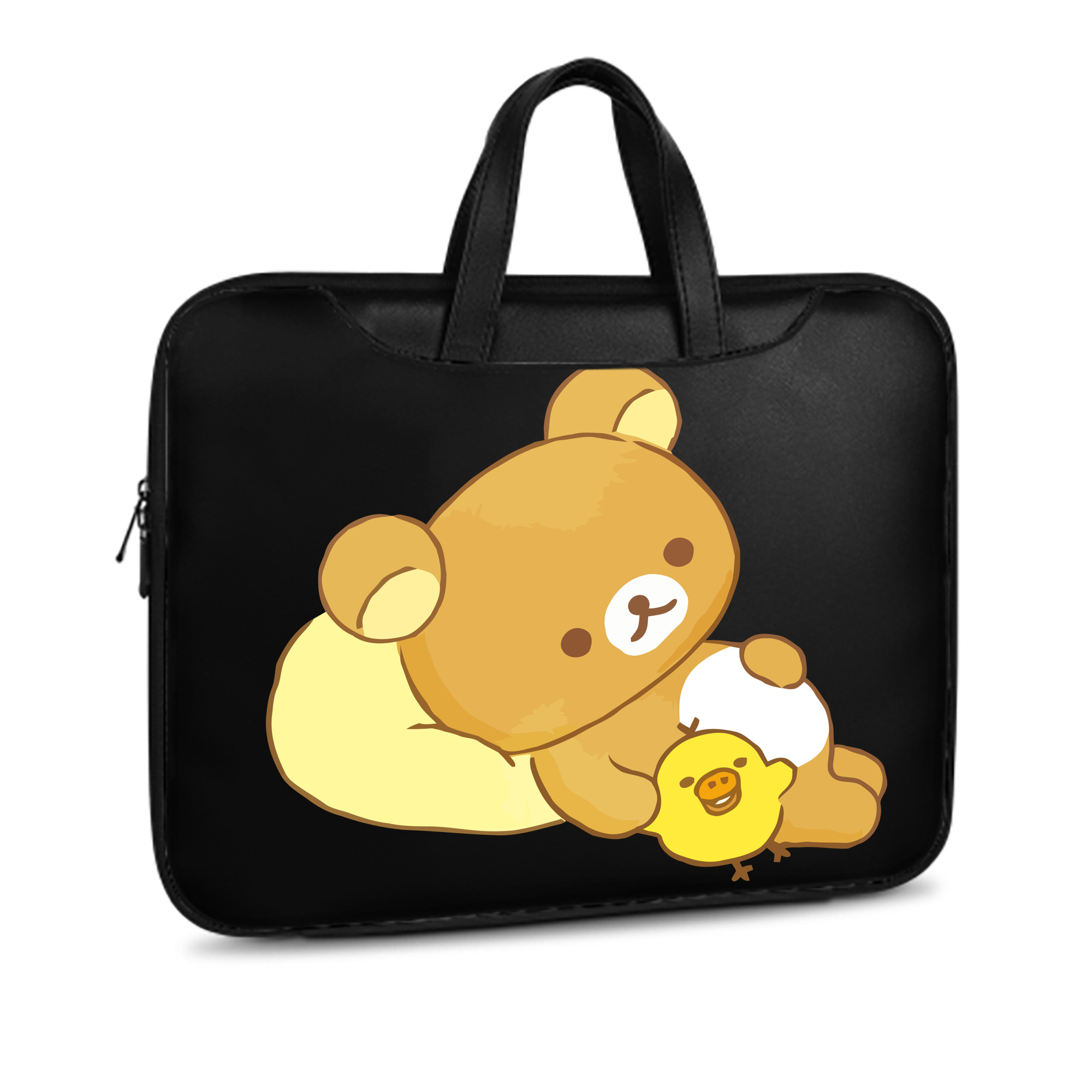 （画像用） リラックマ リラックマ キイロイトリ Rilakkuma Korilakkuma Kiiroitori レザーラップトップバッグ　ノートパソコンケース