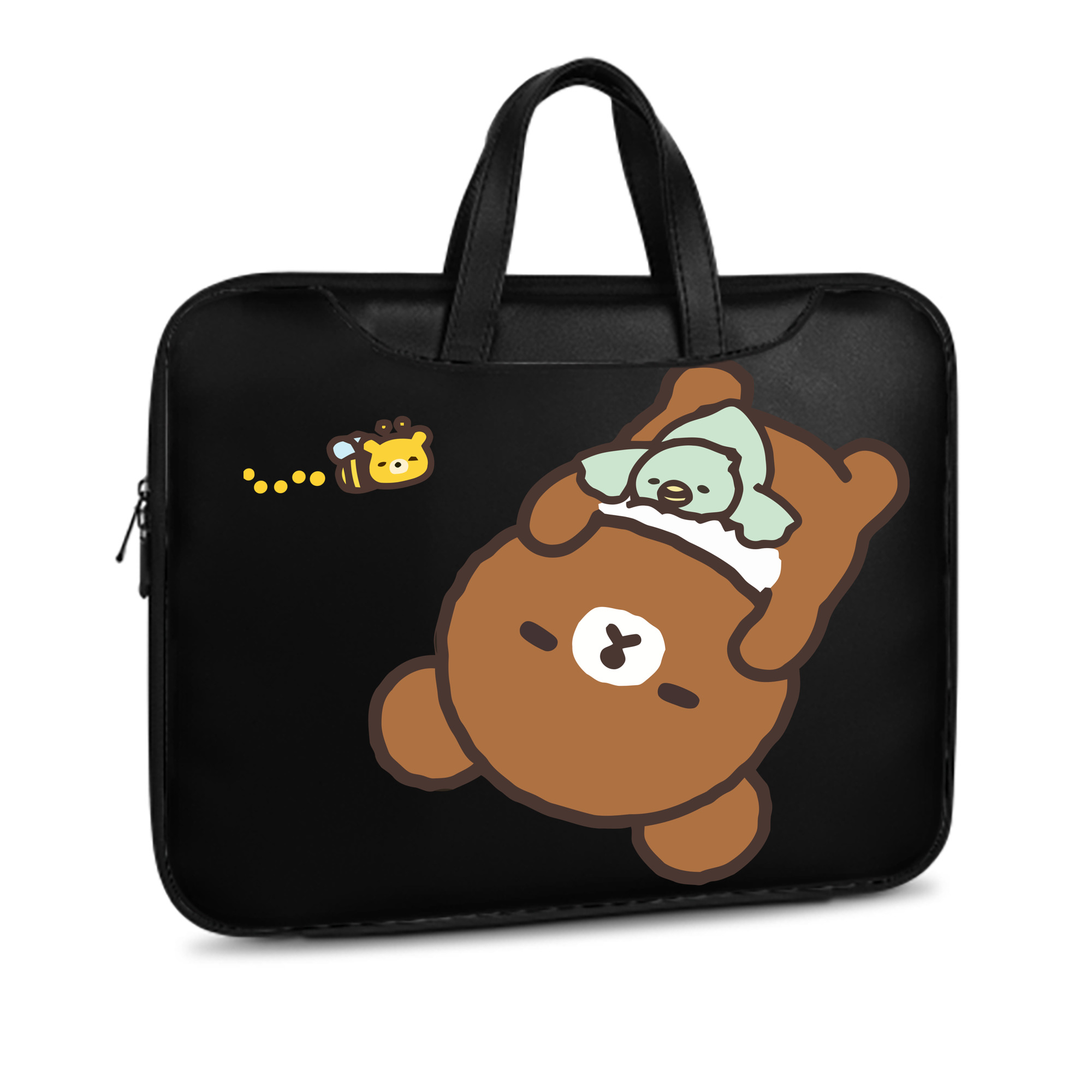 （画像用） リラックマ リラックマ キイロイトリ Rilakkuma Korilakkuma Kiiroitori レザーラップトップバッグ　ノートパソコンケース