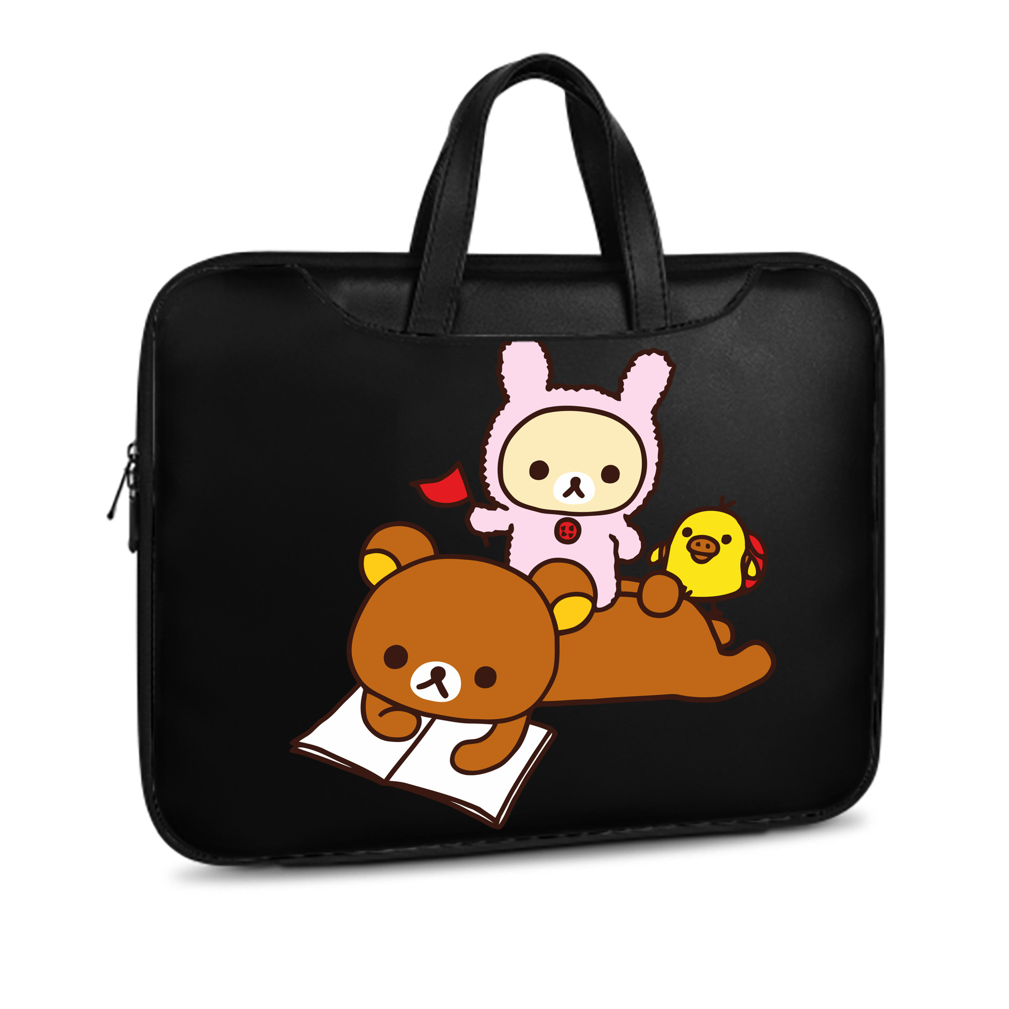 （画像用） リラックマ リラックマ キイロイトリ Rilakkuma Korilakkuma Kiiroitori レザーラップトップバッグ　ノートパソコンケース
