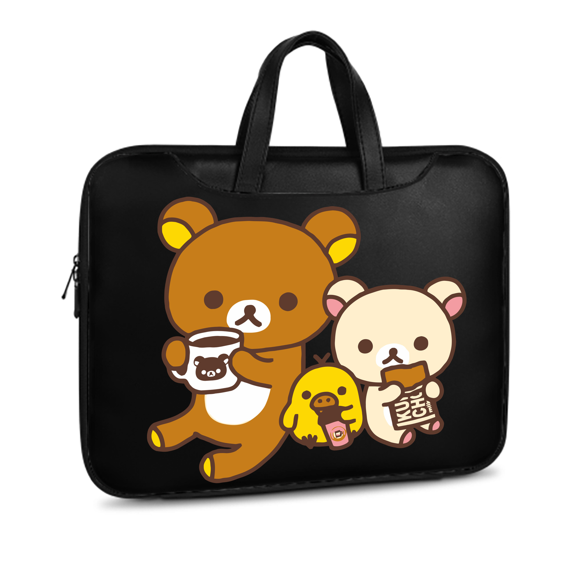 （画像用） リラックマ リラックマ キイロイトリ Rilakkuma Korilakkuma Kiiroitori レザーラップトップバッグ　ノートパソコンケース