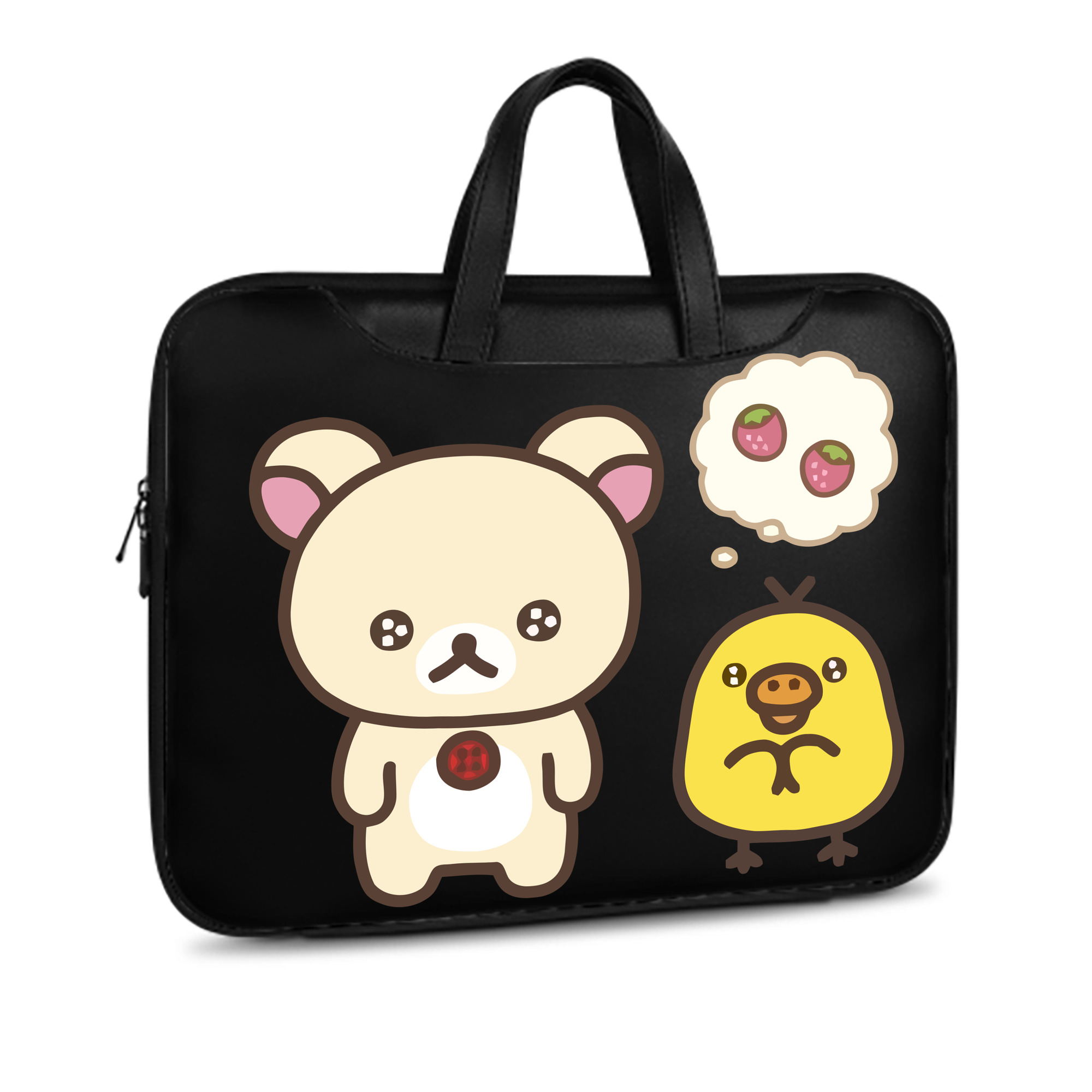 （画像用） リラックマ リラックマ キイロイトリ Rilakkuma Korilakkuma Kiiroitori レザーラップトップバッグ　ノートパソコンケース