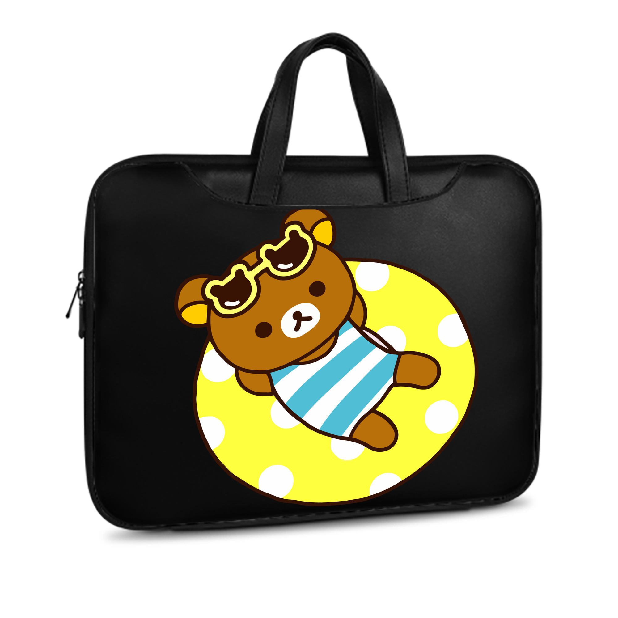 （画像用） リラックマ リラックマ キイロイトリ Rilakkuma Korilakkuma Kiiroitori レザーラップトップバッグ　ノートパソコンケース