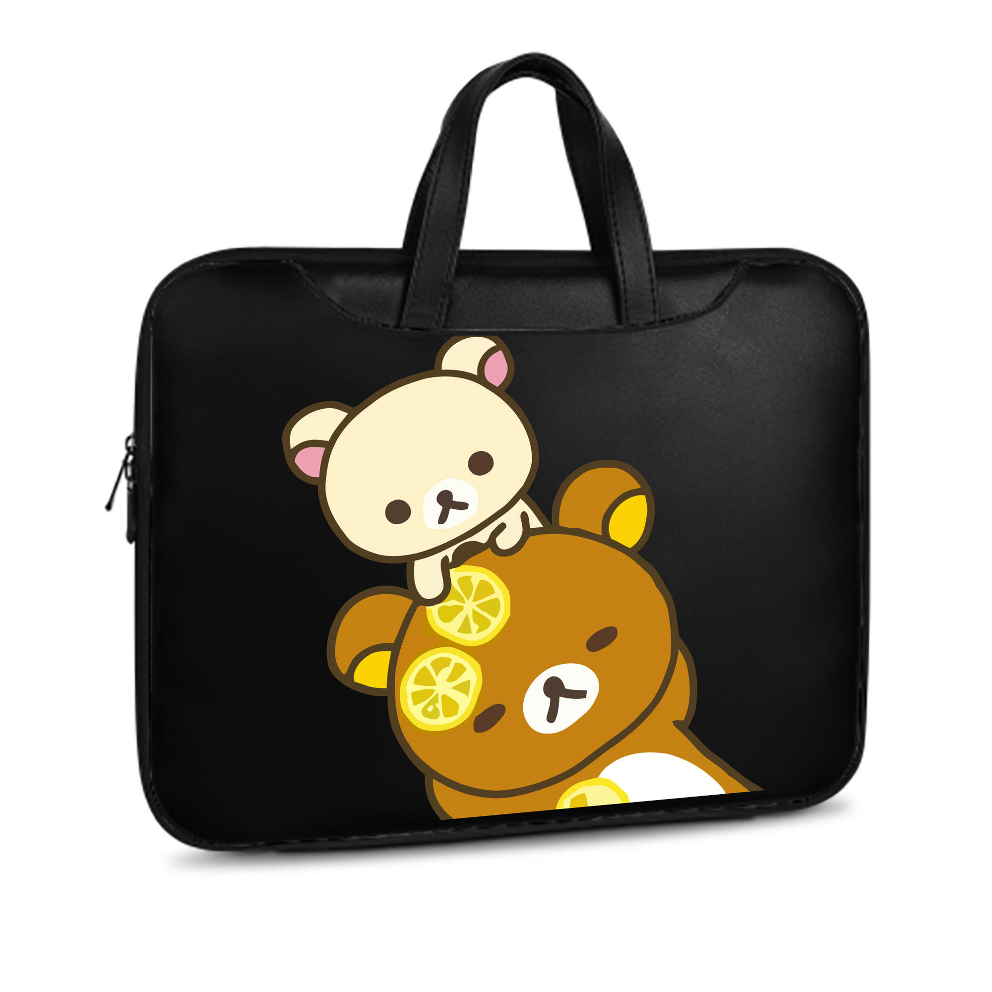 （画像用） リラックマ リラックマ キイロイトリ Rilakkuma Korilakkuma Kiiroitori レザーラップトップバッグ　ノートパソコンケース