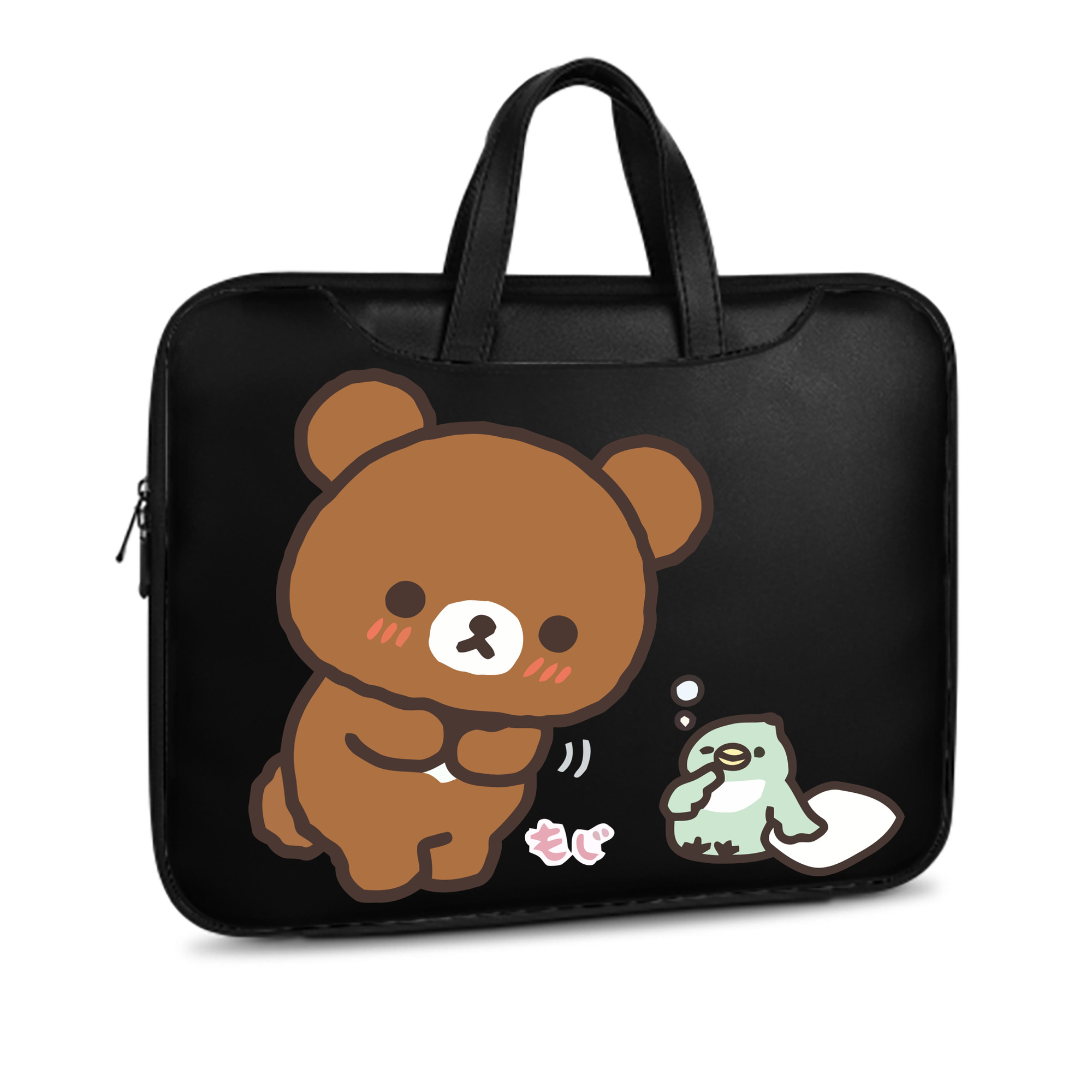 （画像用） リラックマ リラックマ キイロイトリ Rilakkuma Korilakkuma Kiiroitori レザーラップトップバッグ　ノートパソコンケース