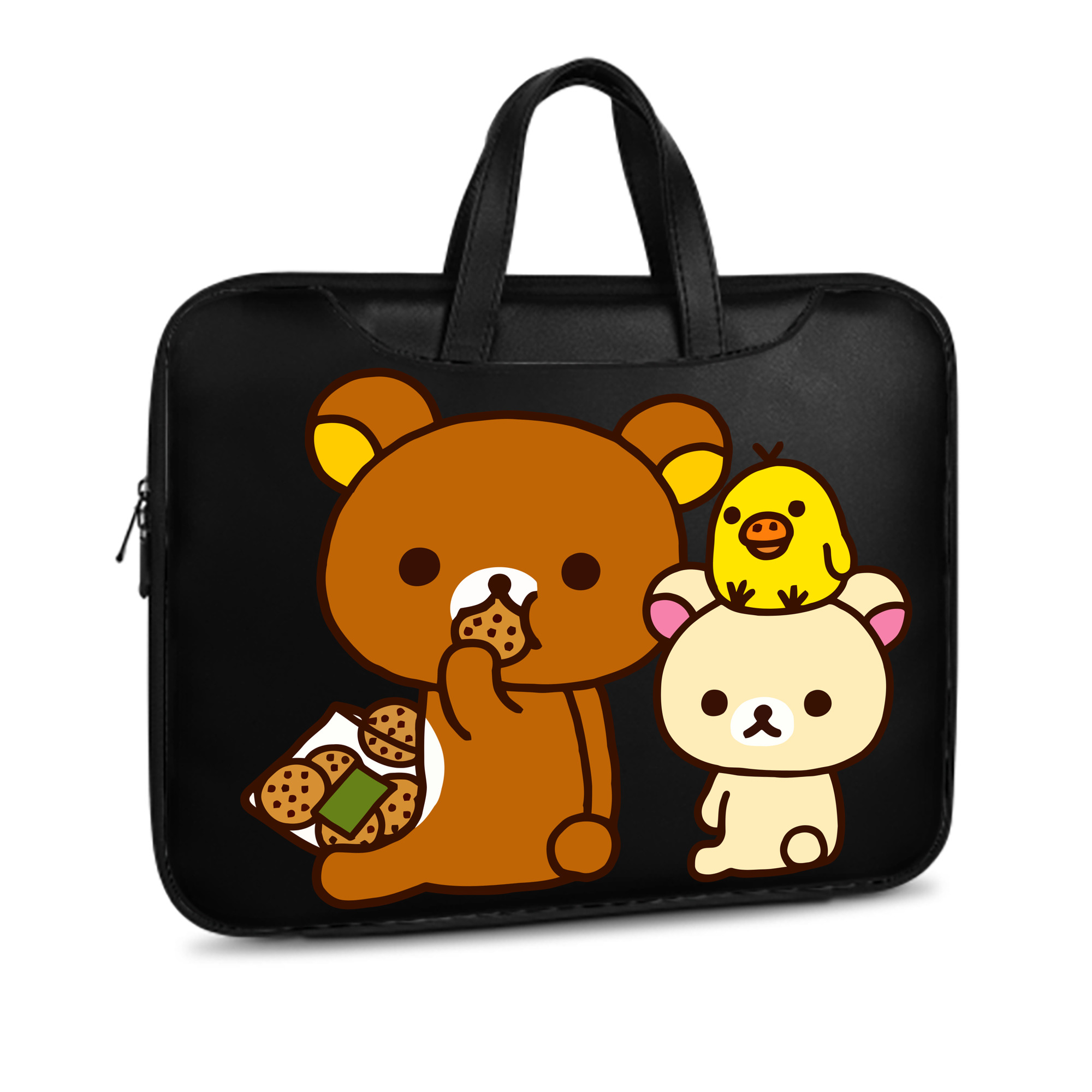 （画像用） リラックマ リラックマ キイロイトリ Rilakkuma Korilakkuma Kiiroitori レザーラップトップバッグ　ノートパソコンケース
