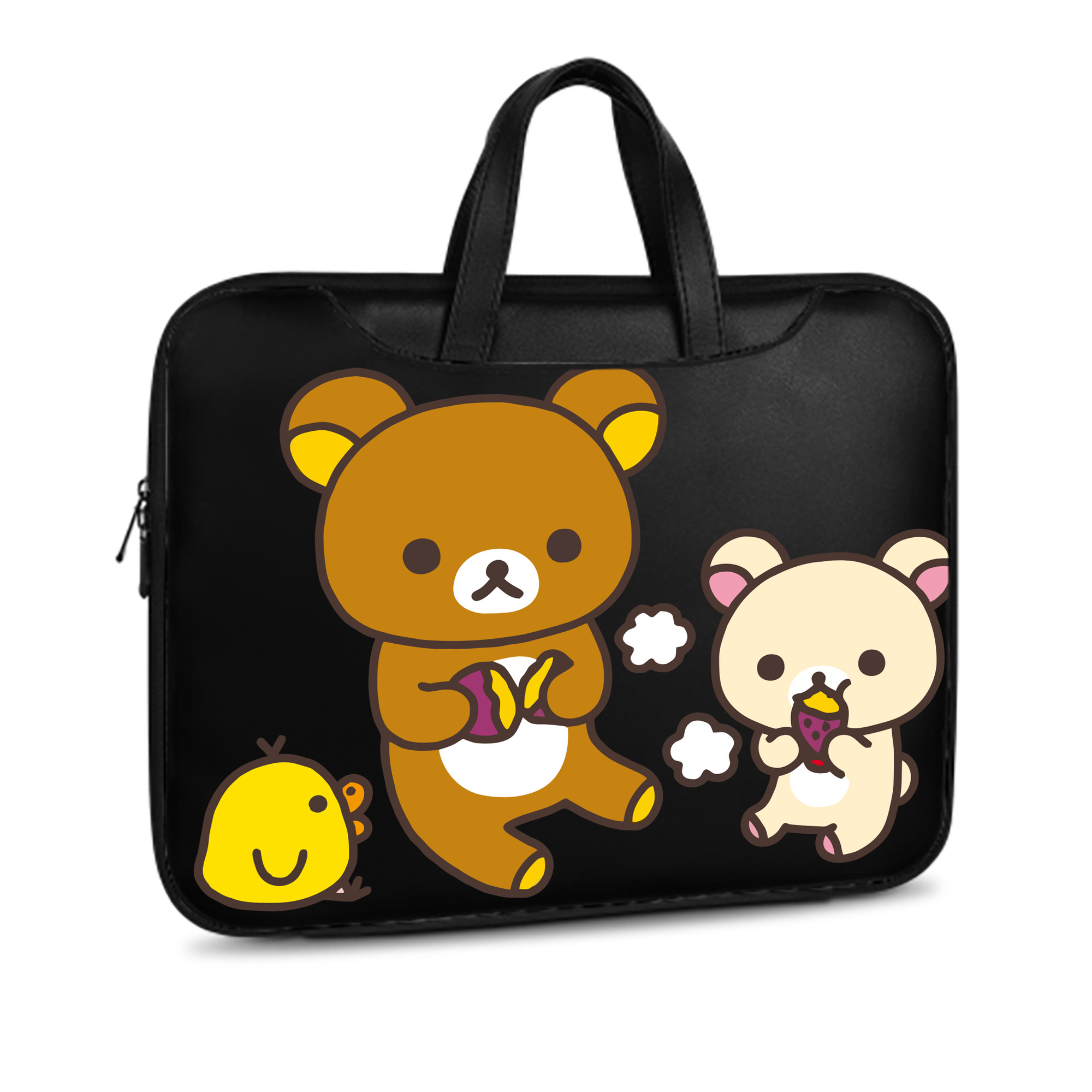（画像用） リラックマ リラックマ キイロイトリ Rilakkuma Korilakkuma Kiiroitori レザーラップトップバッグ　ノートパソコンケース