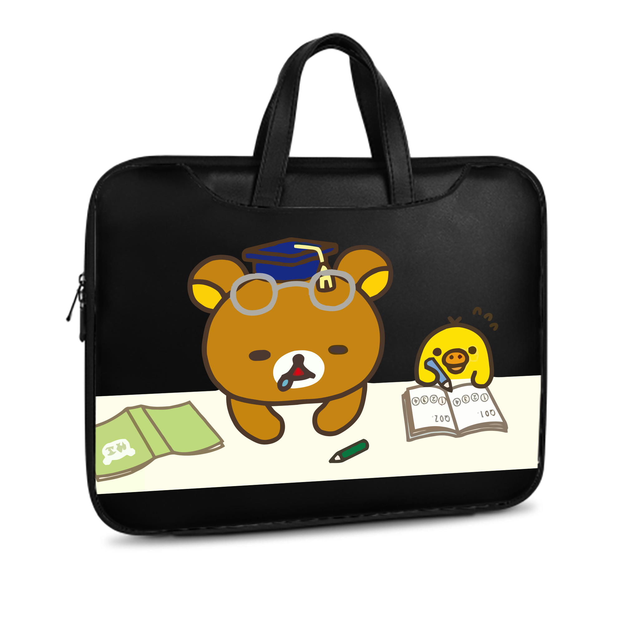 （画像用） リラックマ リラックマ キイロイトリ Rilakkuma Korilakkuma Kiiroitori レザーラップトップバッグ　ノートパソコンケース