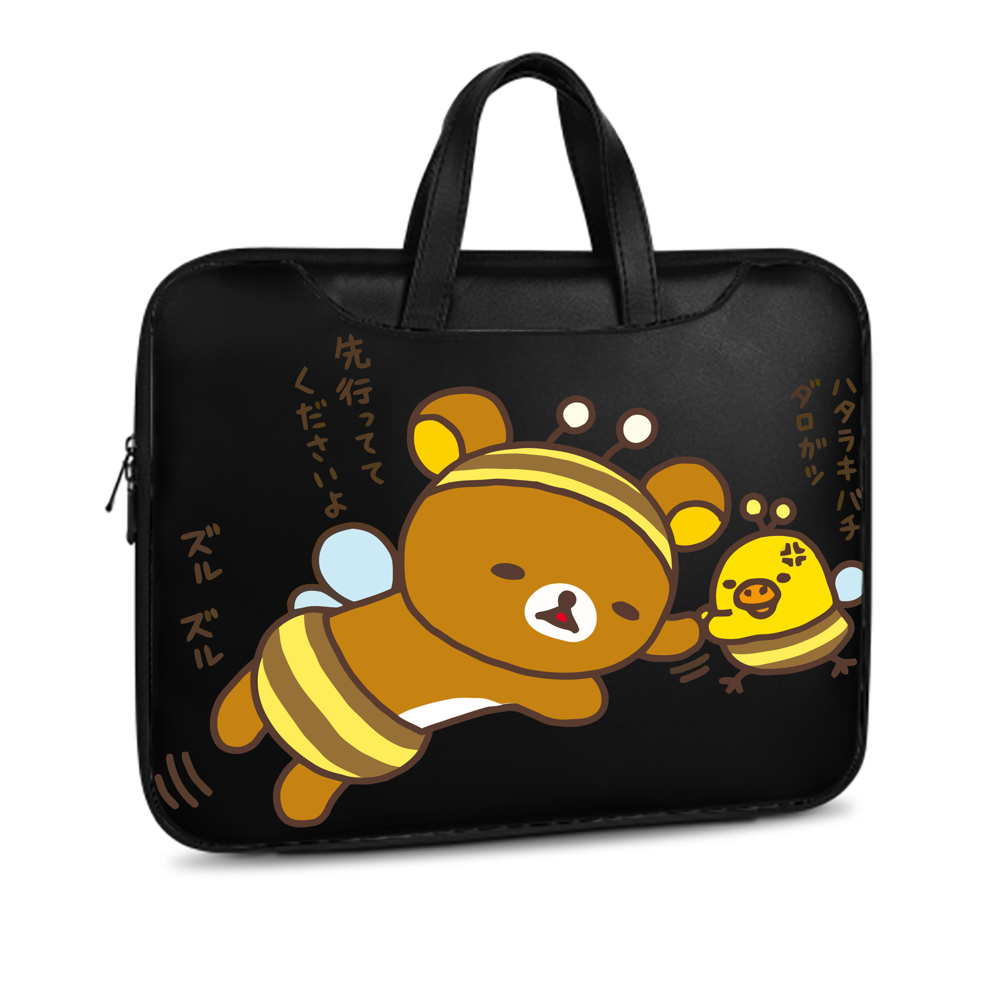 （画像用） リラックマ リラックマ キイロイトリ Rilakkuma Korilakkuma Kiiroitori レザーラップトップバッグ　ノートパソコンケース
