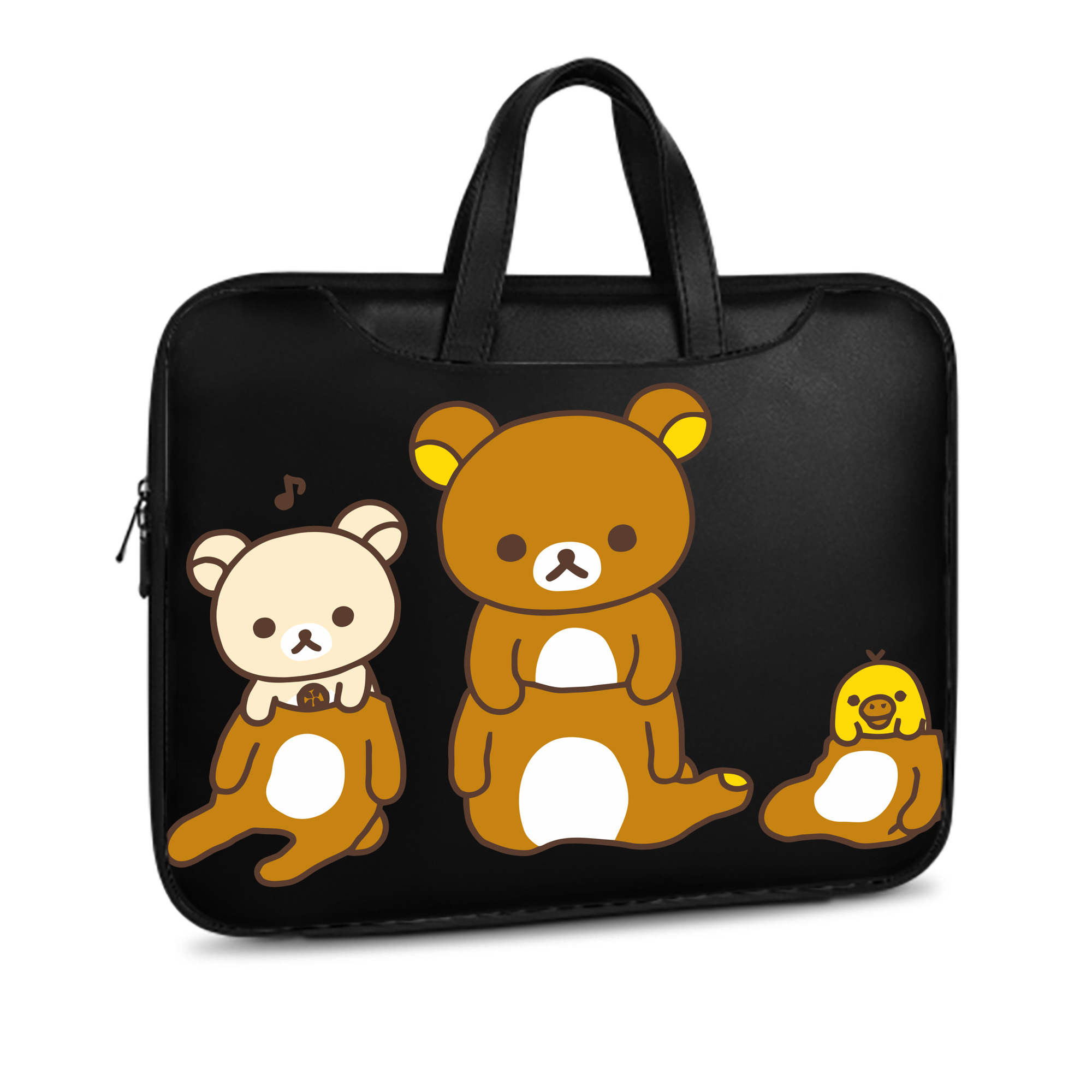 （画像用） リラックマ リラックマ キイロイトリ Rilakkuma Korilakkuma Kiiroitori レザーラップトップバッグ　ノートパソコンケース