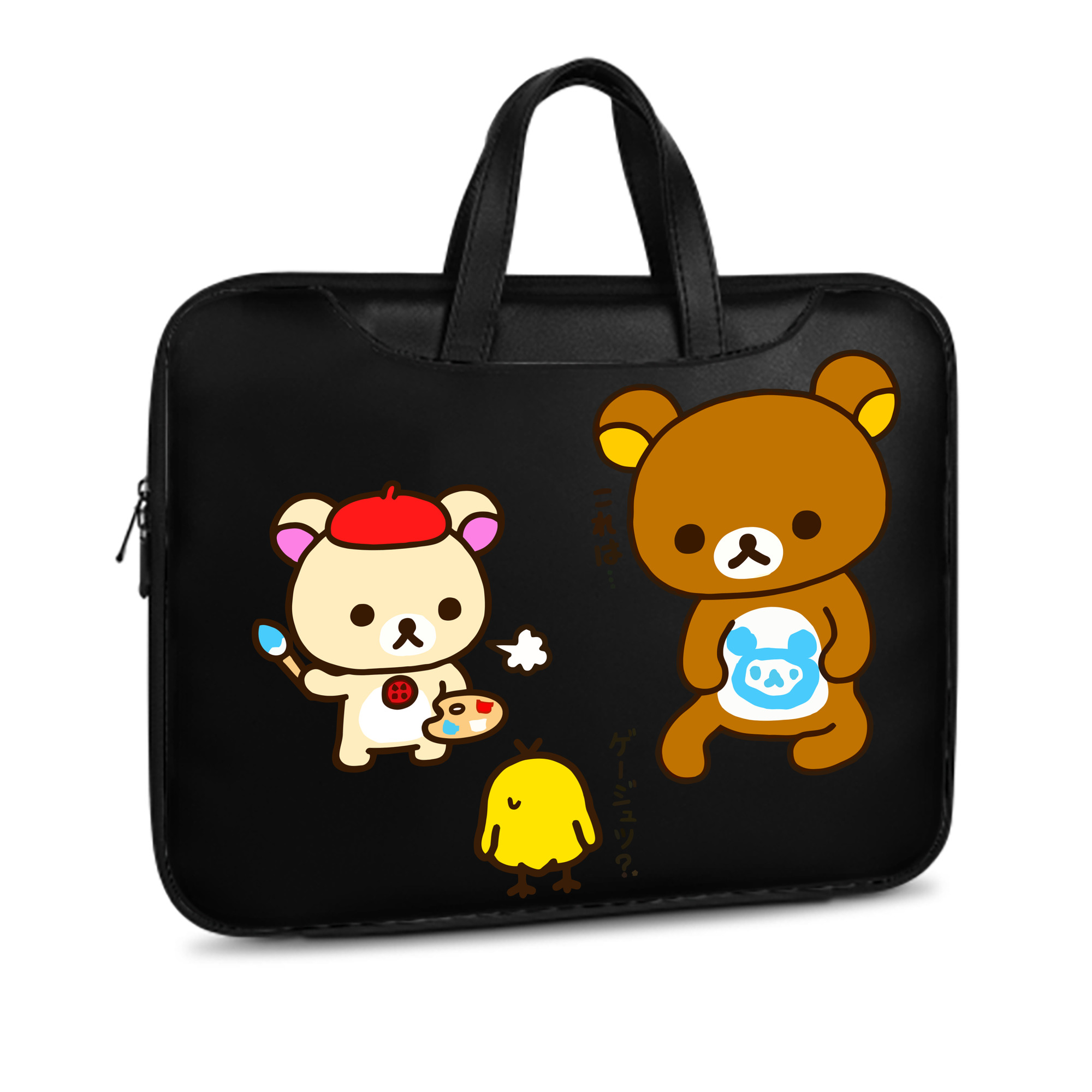 （画像用） リラックマ リラックマ キイロイトリ Rilakkuma Korilakkuma Kiiroitori レザーラップトップバッグ　ノートパソコンケース