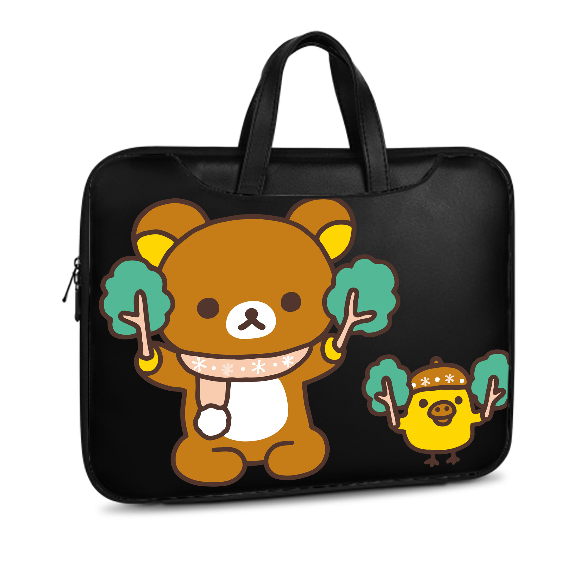 （画像用） リラックマ リラックマ キイロイトリ Rilakkuma Korilakkuma Kiiroitori レザーラップトップバッグ　ノートパソコンケース