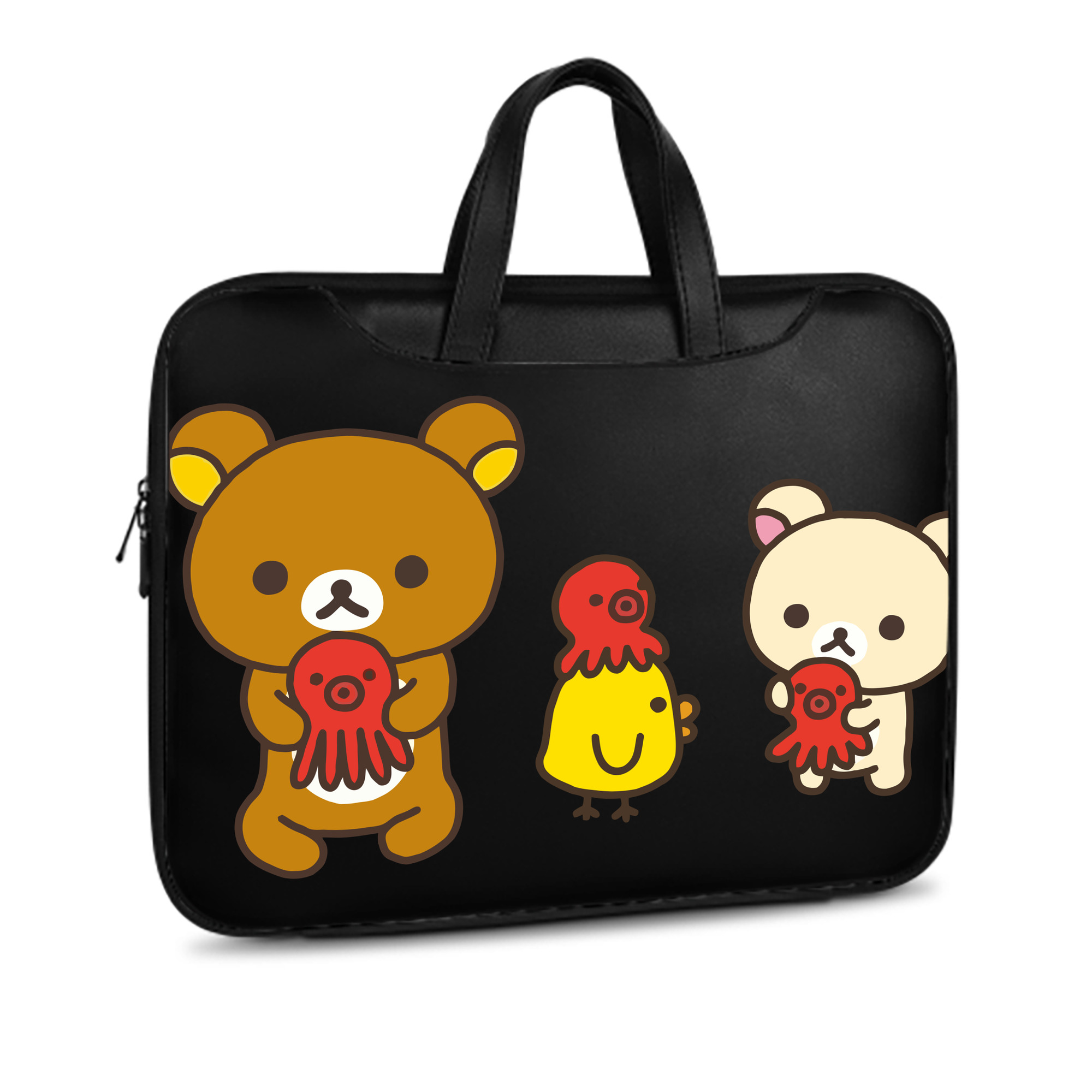 （画像用） リラックマ リラックマ キイロイトリ Rilakkuma Korilakkuma Kiiroitori レザーラップトップバッグ　ノートパソコンケース