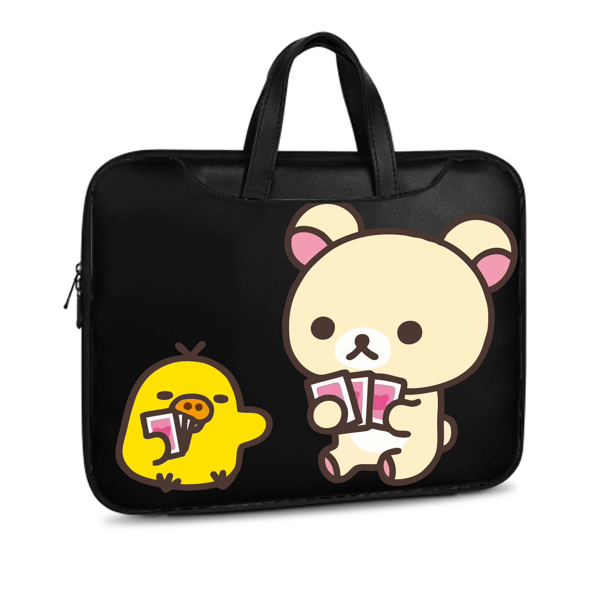 （画像用） リラックマ リラックマ キイロイトリ Rilakkuma Korilakkuma Kiiroitori レザーラップトップバッグ　ノートパソコンケース