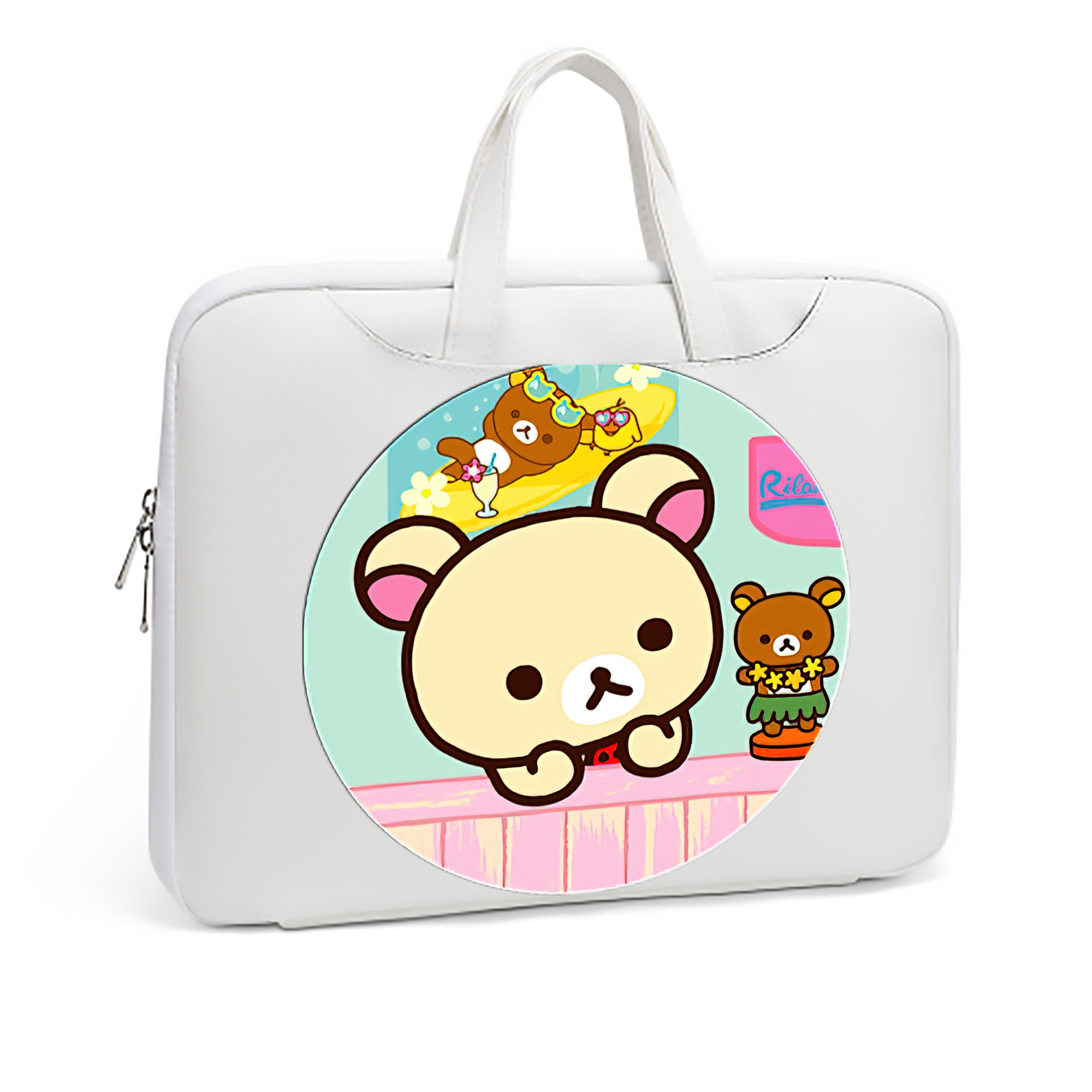 （画像用） リラックマ リラックマ キイロイトリ Rilakkuma Korilakkuma Kiiroitori レザーラップトップバッグ　ノートパソコンケース