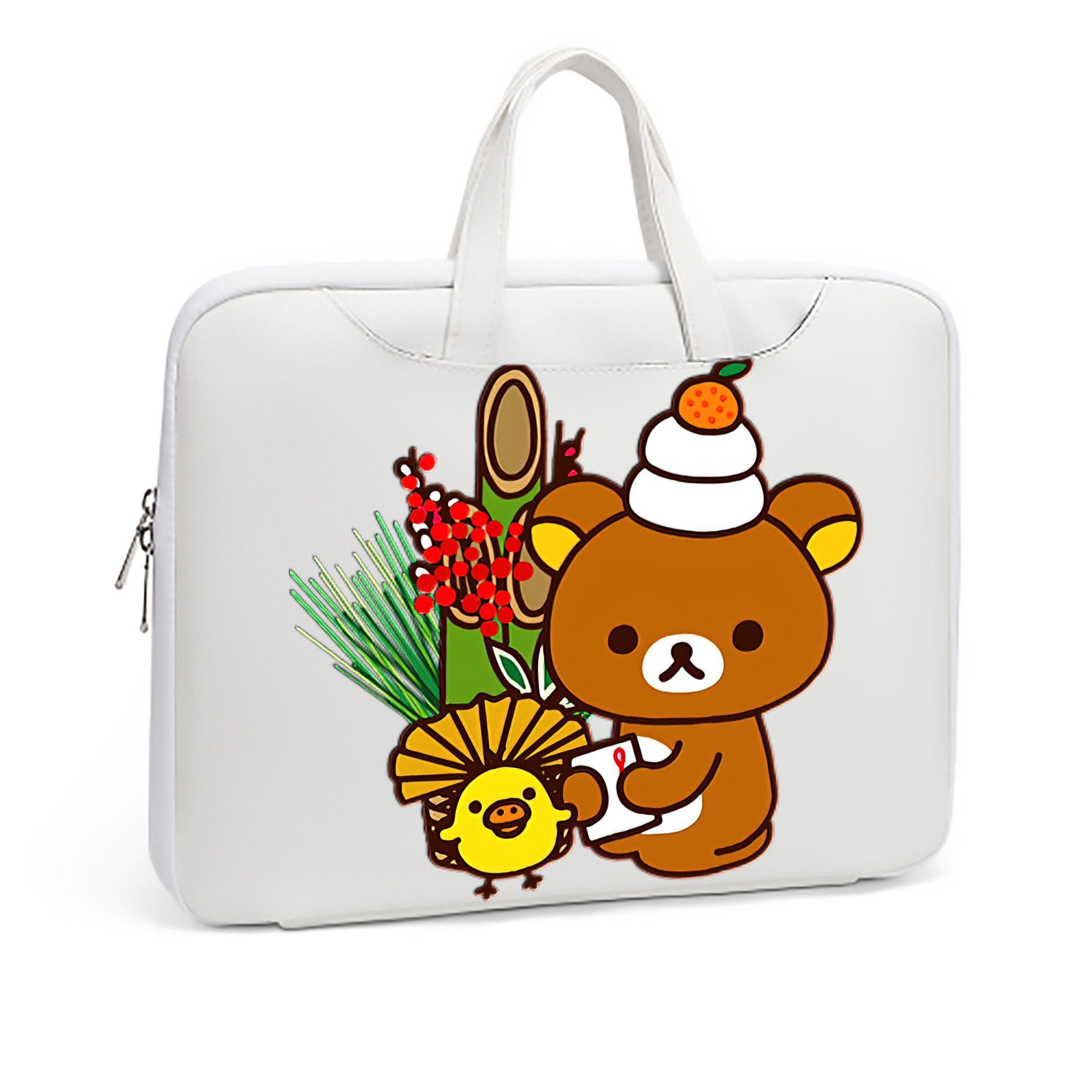 （画像用） リラックマ リラックマ キイロイトリ Rilakkuma Korilakkuma Kiiroitori レザーラップトップバッグ　ノートパソコンケース
