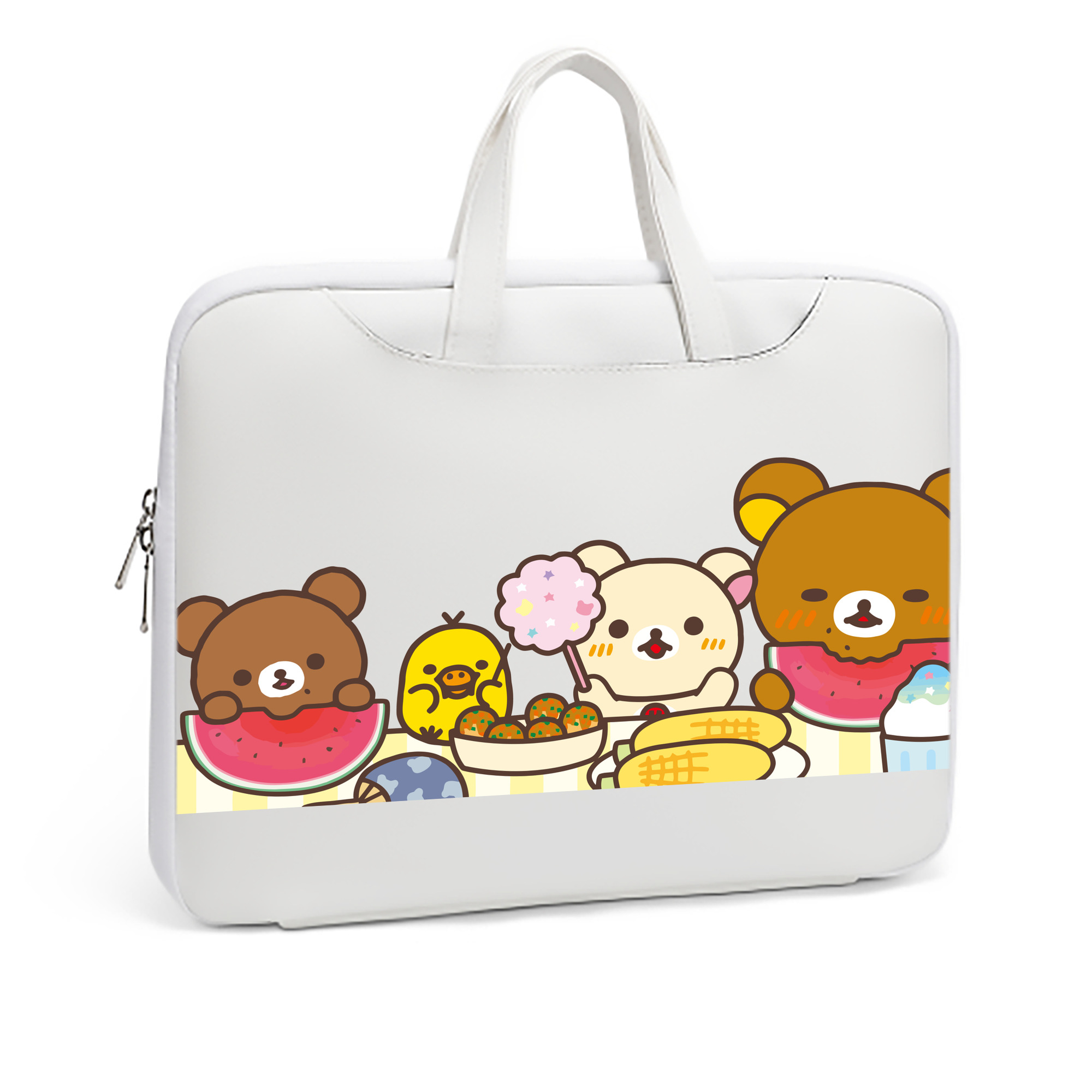 （画像用） リラックマ リラックマ キイロイトリ Rilakkuma Korilakkuma Kiiroitori レザーラップトップバッグ　ノートパソコンケース