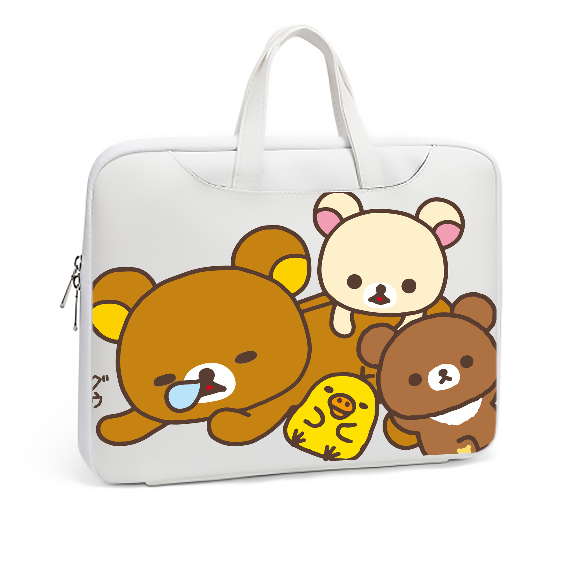 （画像用） リラックマ リラックマ キイロイトリ Rilakkuma Korilakkuma Kiiroitori レザーラップトップバッグ　ノートパソコンケース