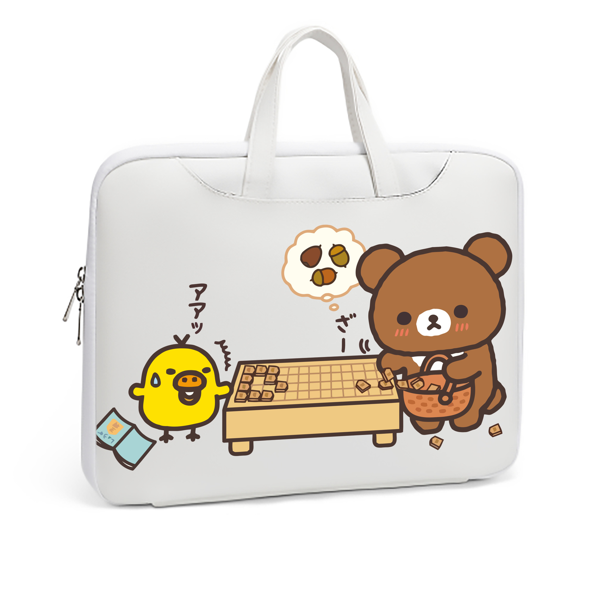 （画像用） リラックマ リラックマ キイロイトリ Rilakkuma Korilakkuma Kiiroitori レザーラップトップバッグ　ノートパソコンケース