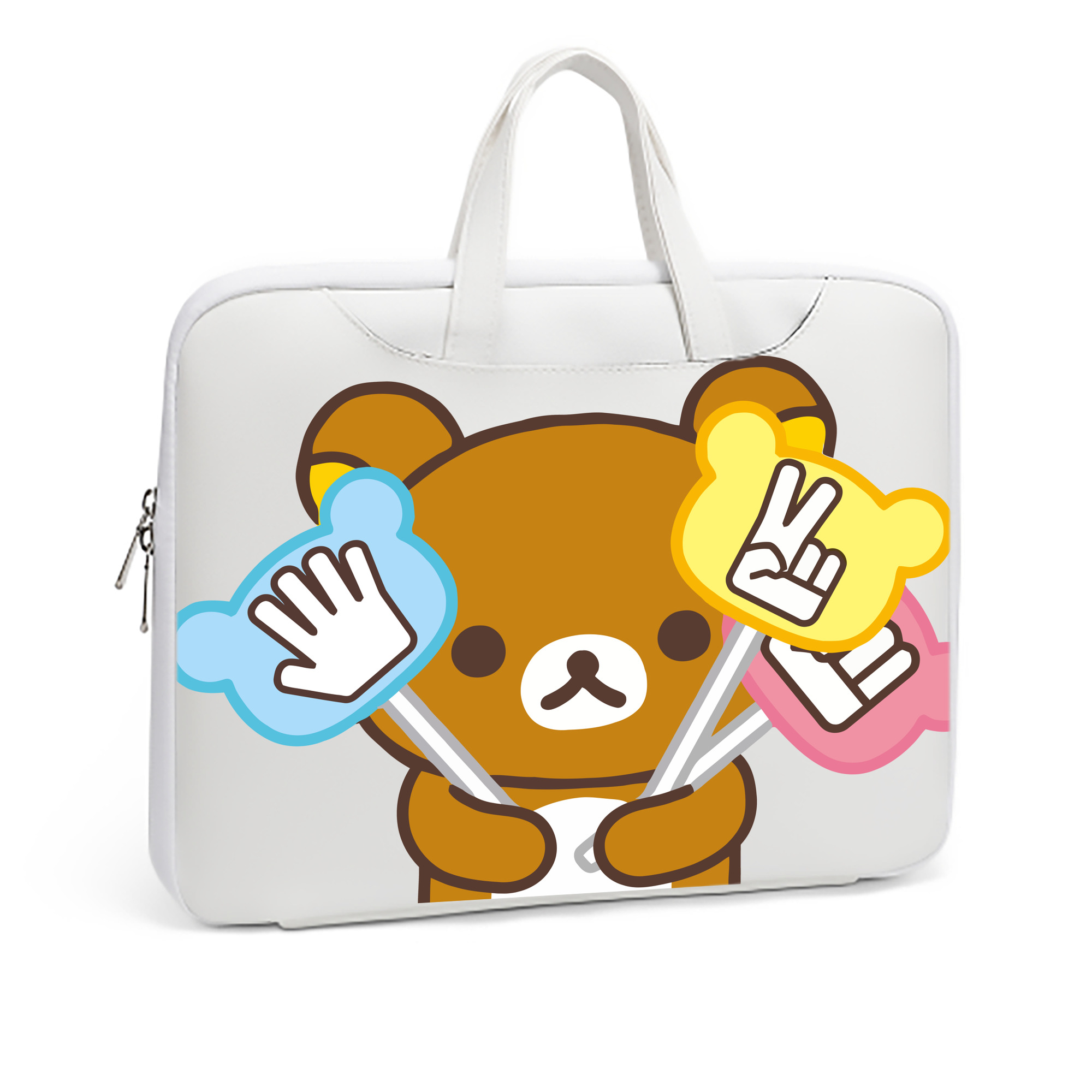 （画像用） リラックマ リラックマ キイロイトリ Rilakkuma Korilakkuma Kiiroitori レザーラップトップバッグ　ノートパソコンケース