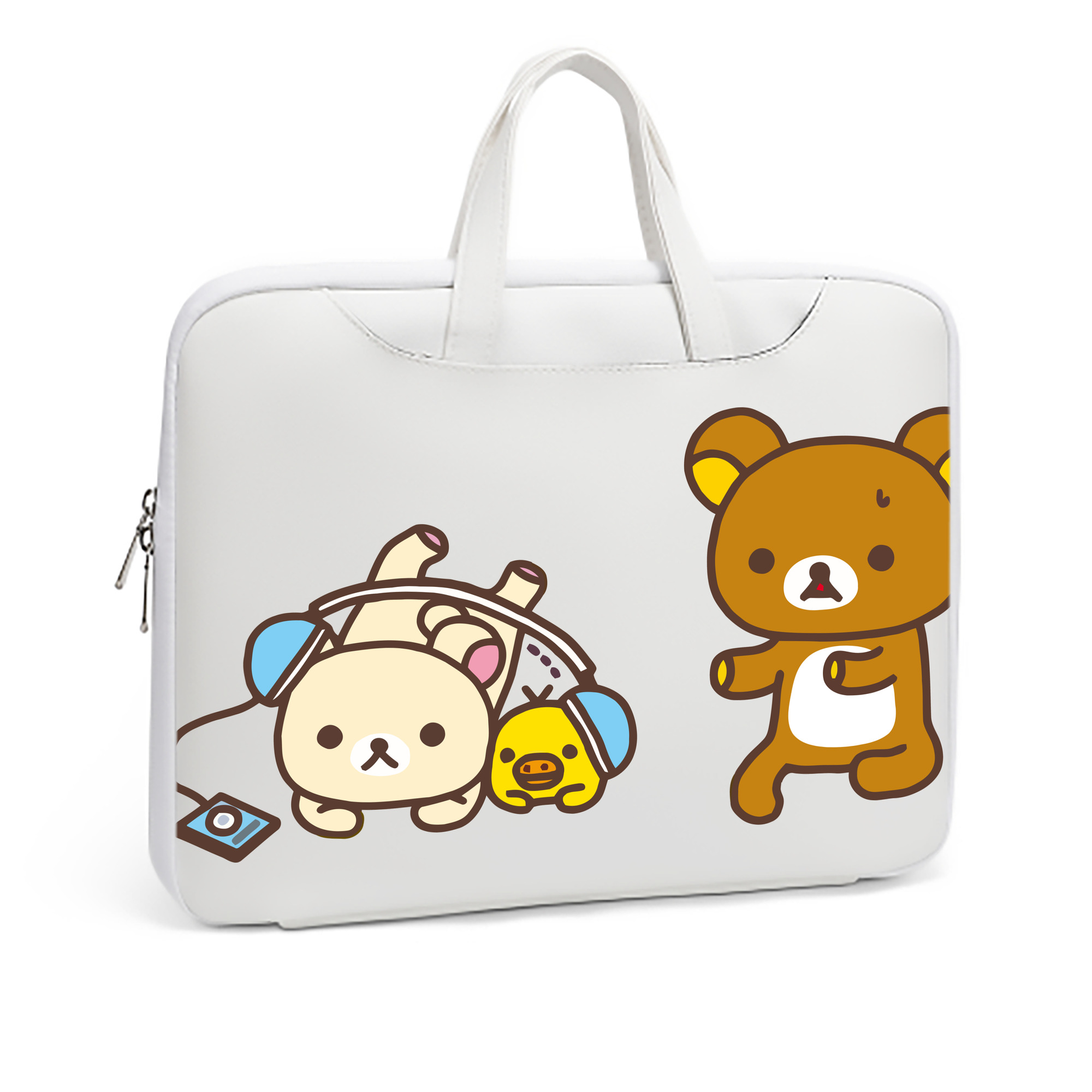 （画像用） リラックマ リラックマ キイロイトリ Rilakkuma Korilakkuma Kiiroitori レザーラップトップバッグ　ノートパソコンケース