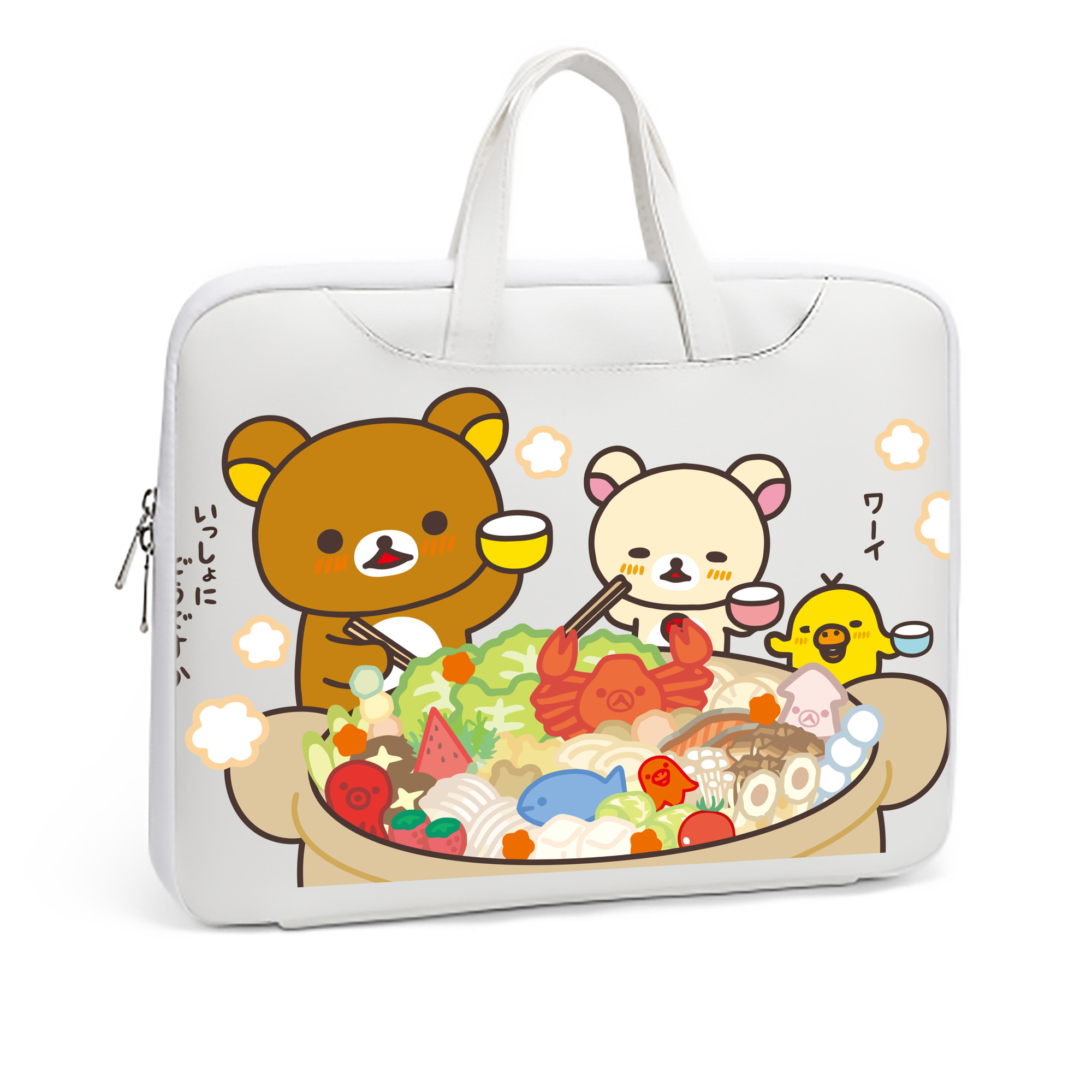 （画像用） リラックマ リラックマ キイロイトリ Rilakkuma Korilakkuma Kiiroitori レザーラップトップバッグ　ノートパソコンケース