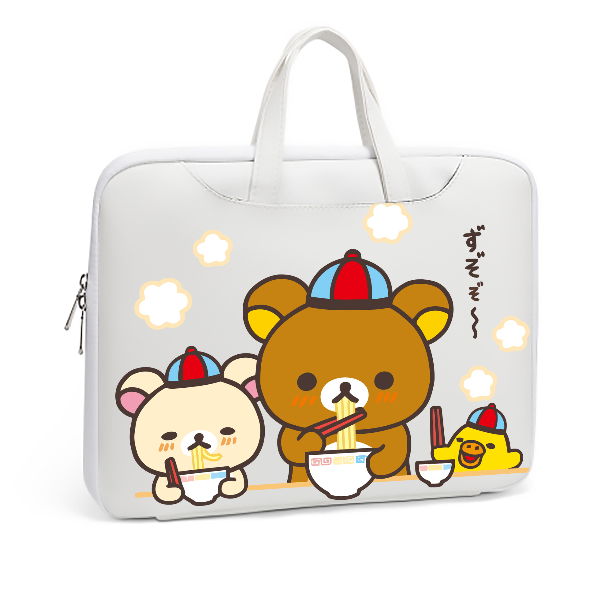 （画像用） リラックマ リラックマ キイロイトリ Rilakkuma Korilakkuma Kiiroitori レザーラップトップバッグ　ノートパソコンケース