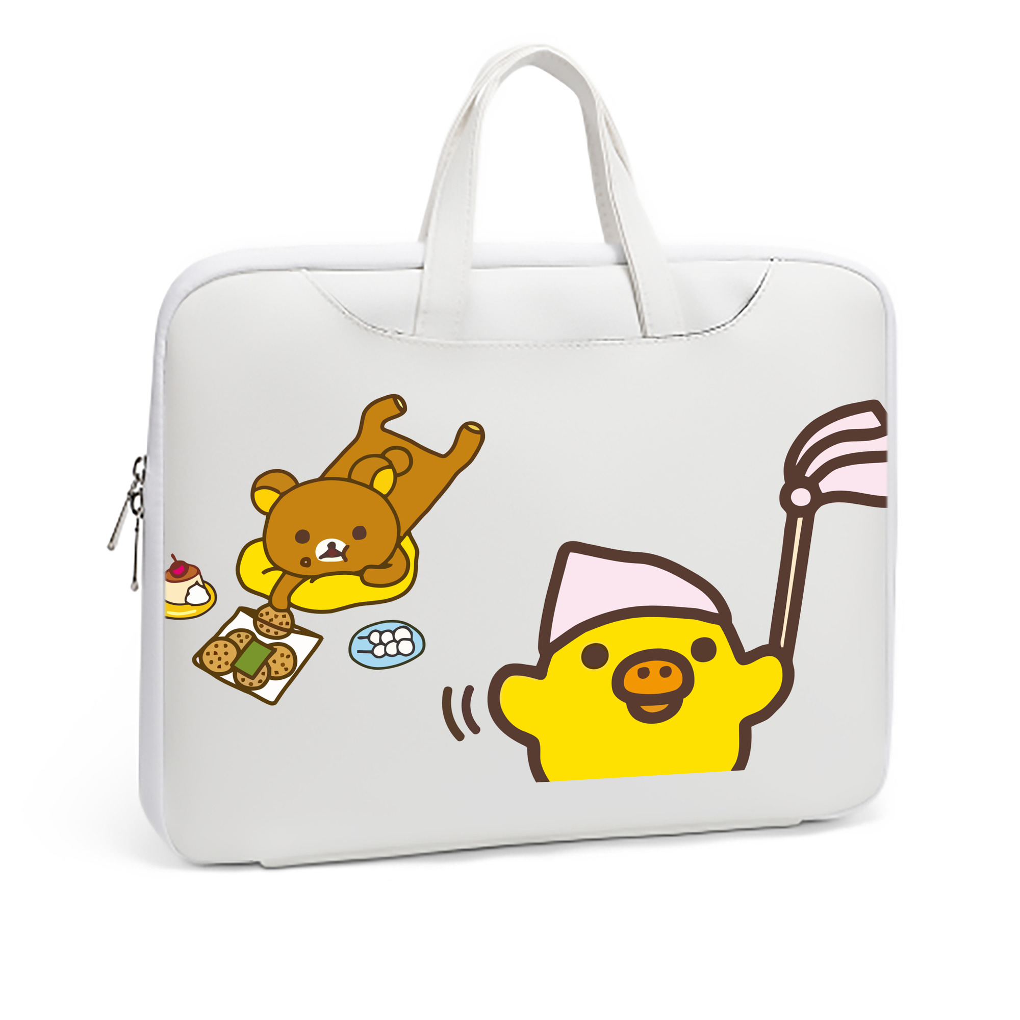 （画像用） リラックマ リラックマ キイロイトリ Rilakkuma Korilakkuma Kiiroitori レザーラップトップバッグ　ノートパソコンケース